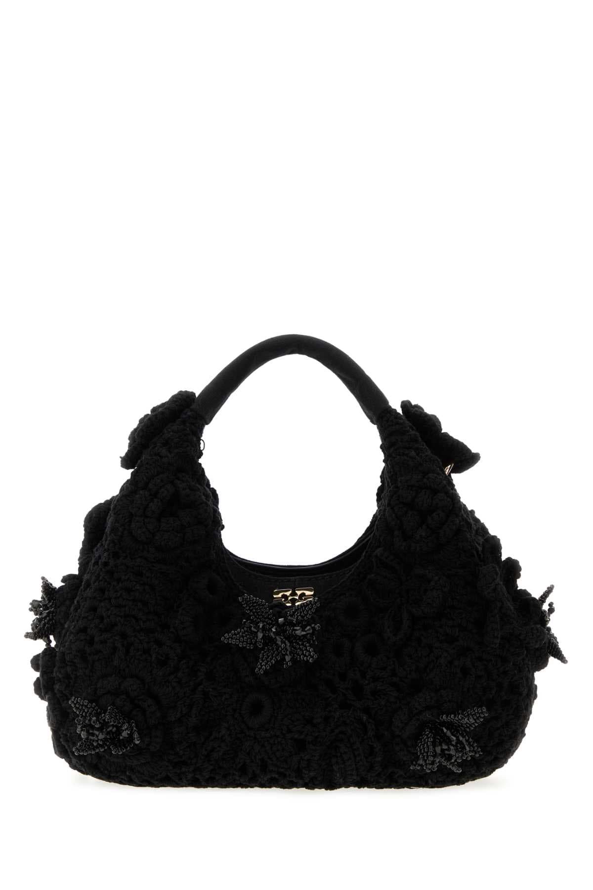 Black crochet handbag