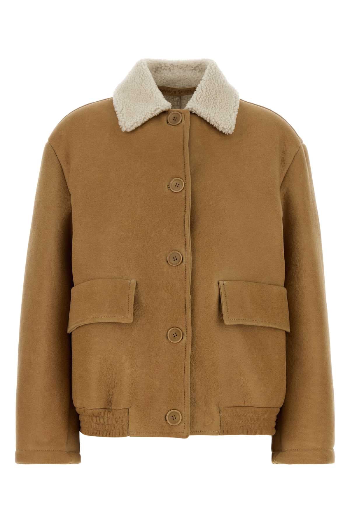 Camel shearling jacket
