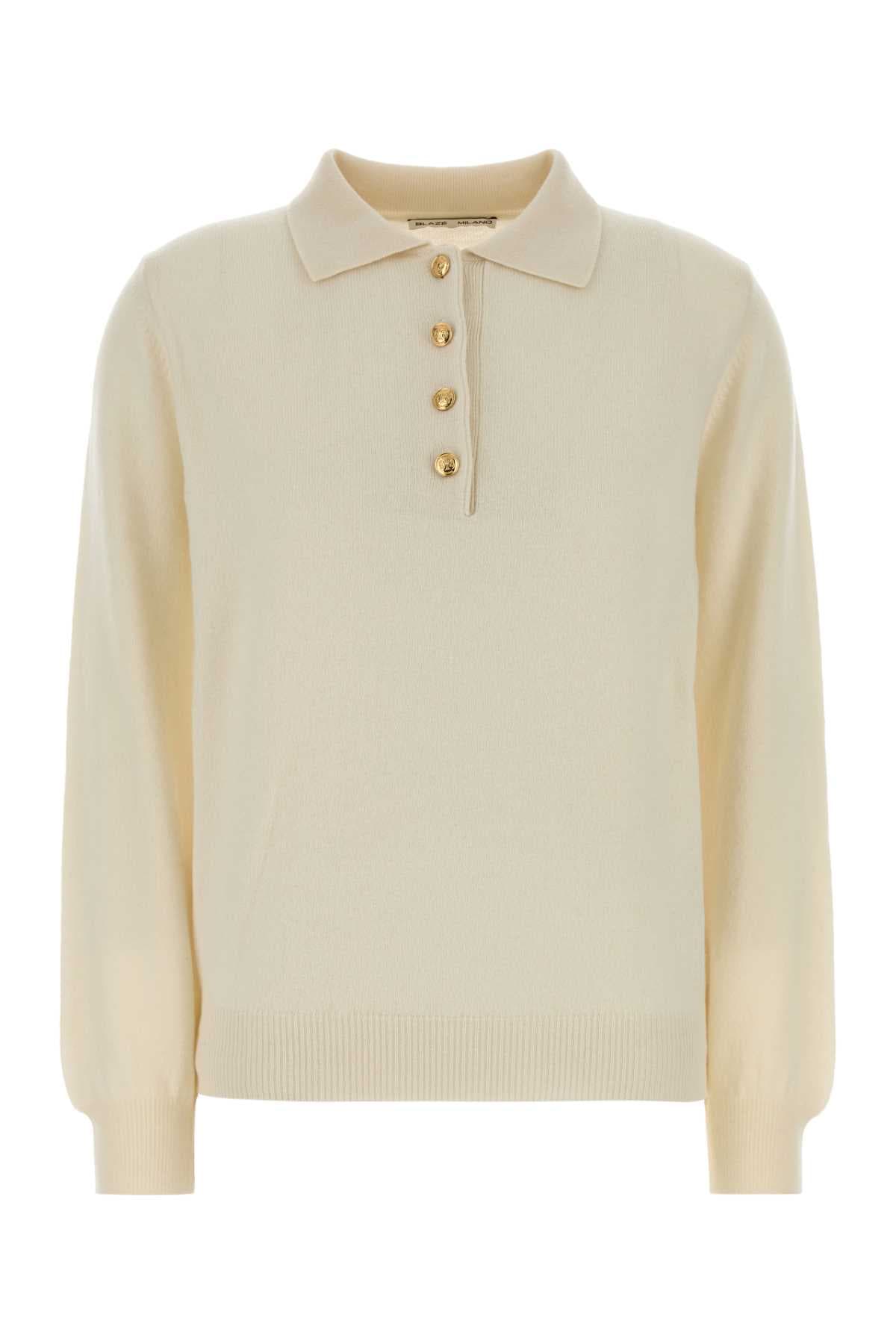 Cream wool blend Highland polo shirt