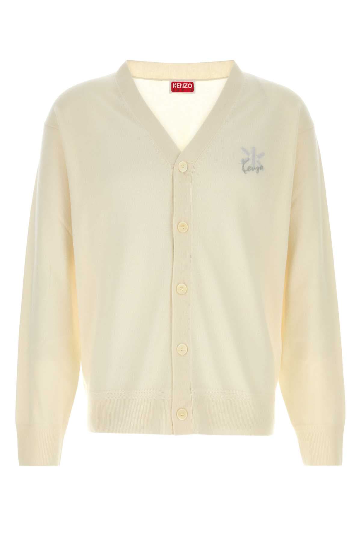 Cream wool blend cardigan