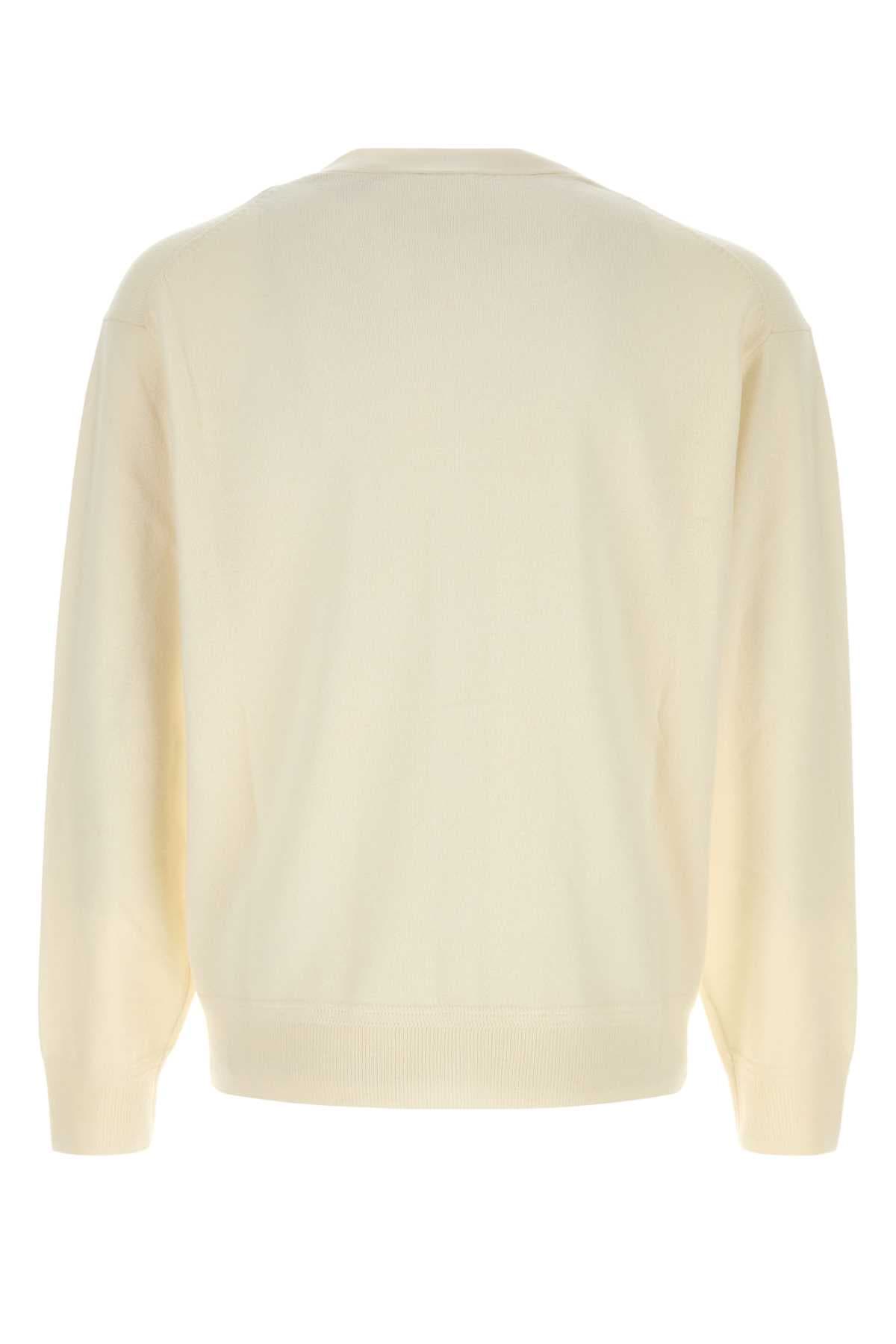 Cream wool blend cardigan - мініатюра 2