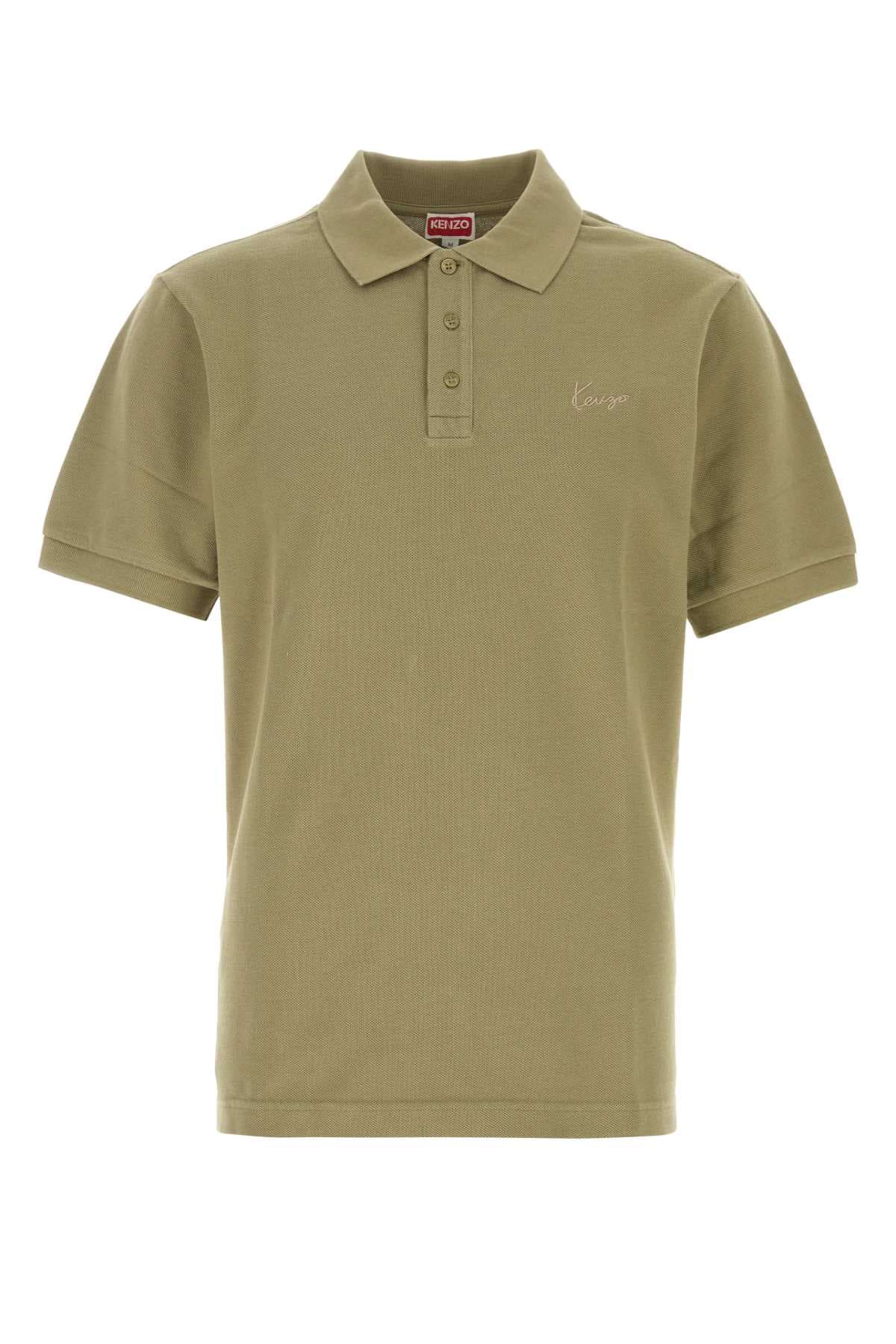 Olive green piquet polo shirt