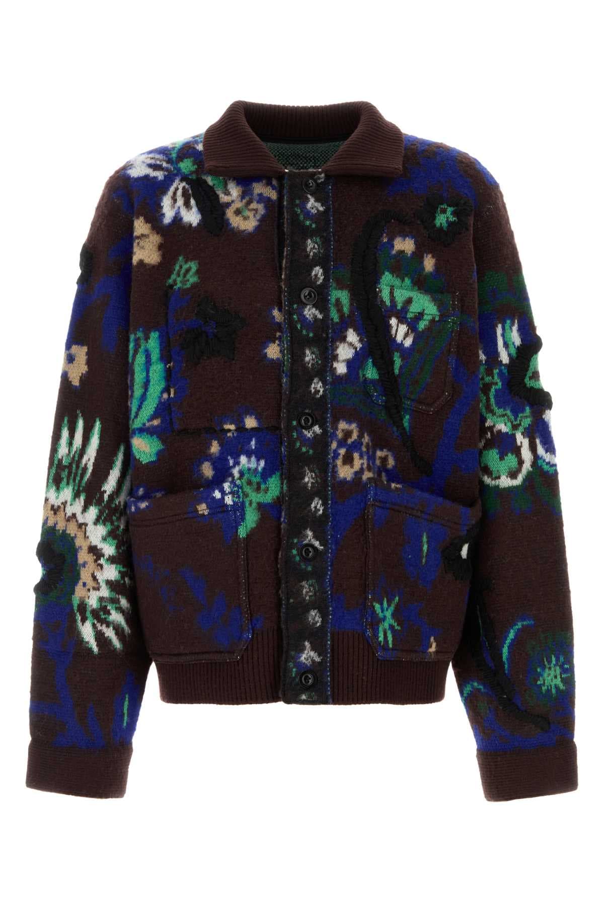Embroidered wool cardigan