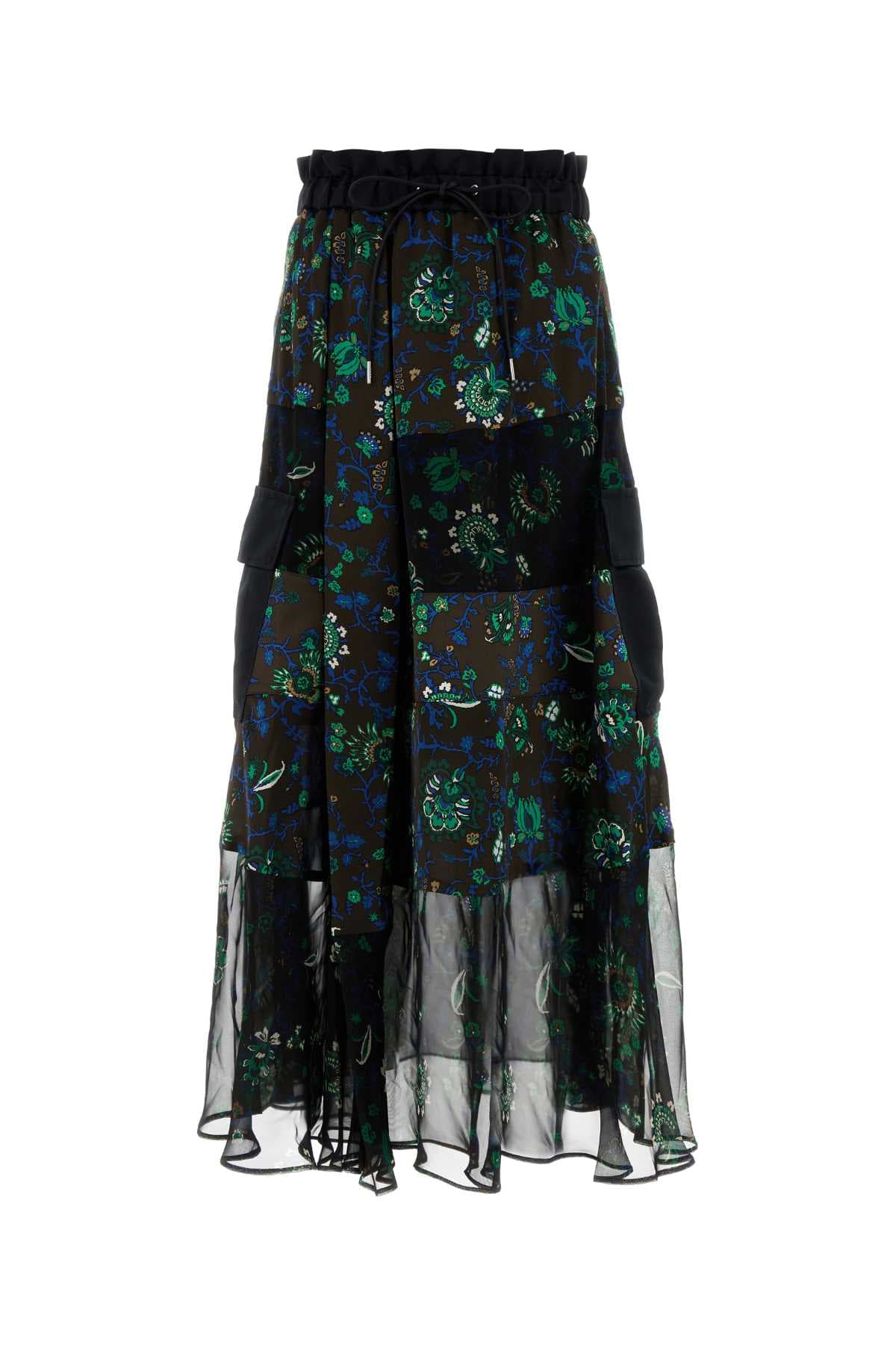 Printed crepe skirt