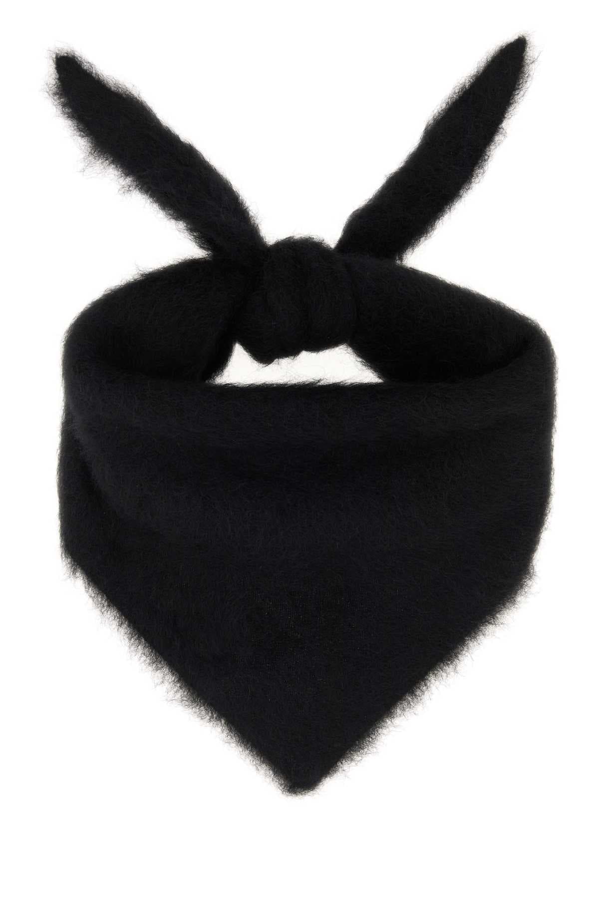 Black stretch alpaca blend scarf