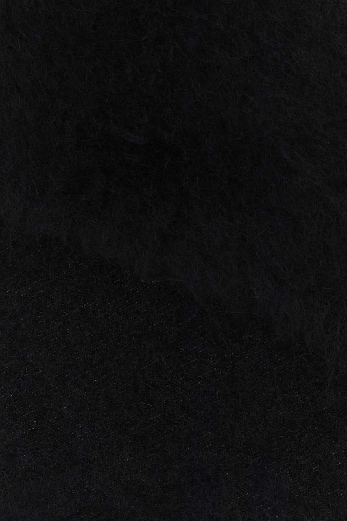 Black stretch alpaca blend scarf - мініатюра 2