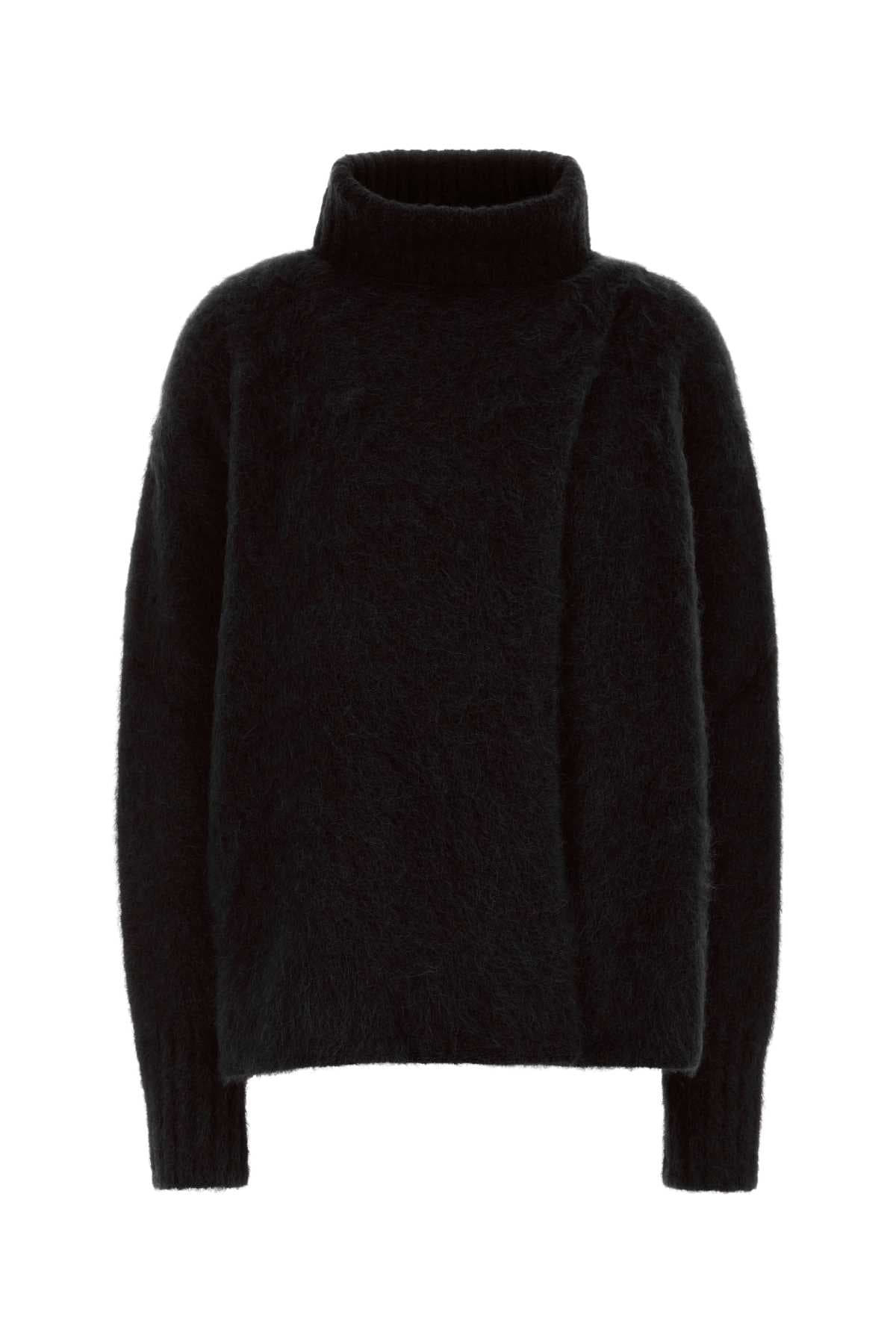 Black stretch alpaca blend sweater