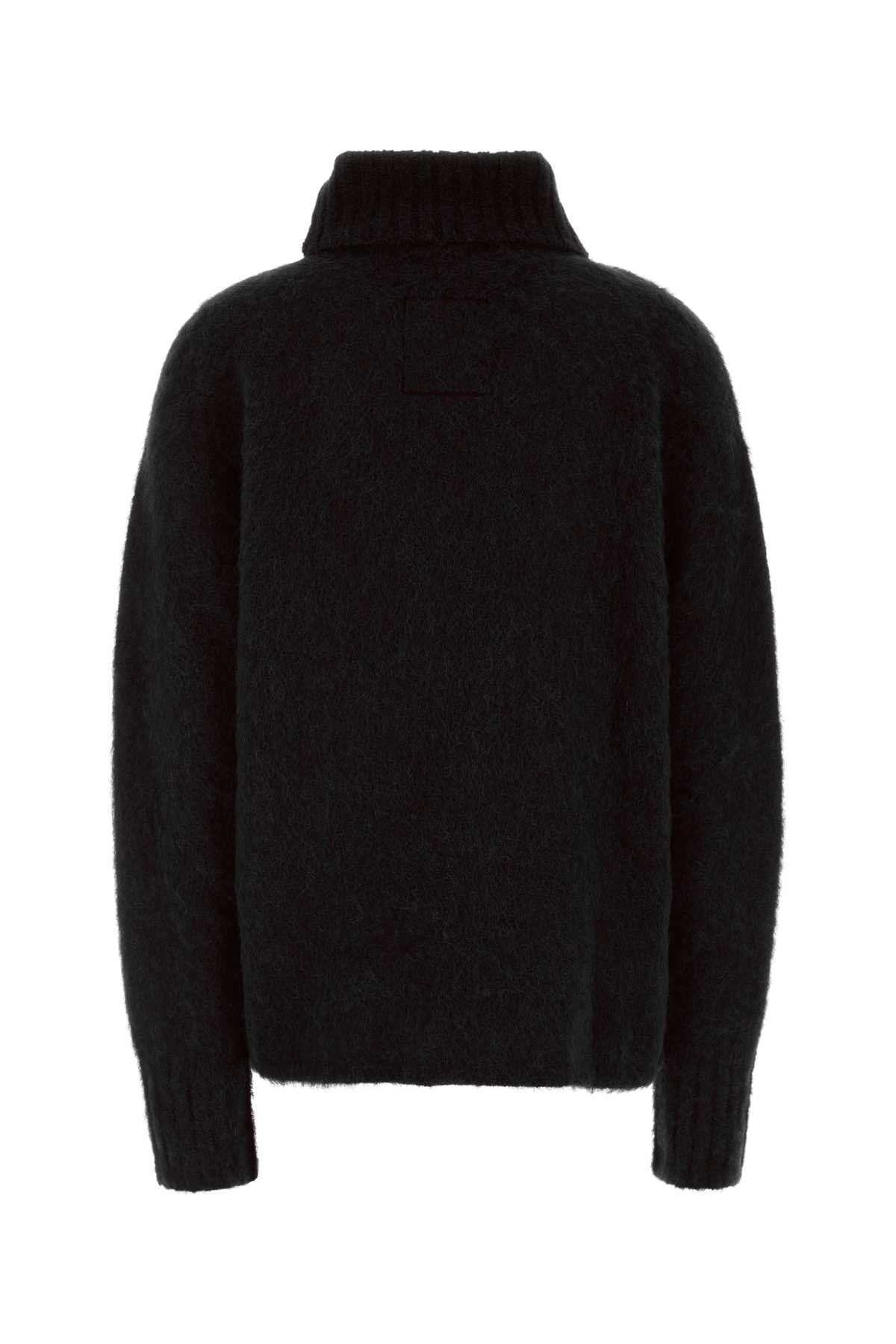 Black stretch alpaca blend sweater - мініатюра 2