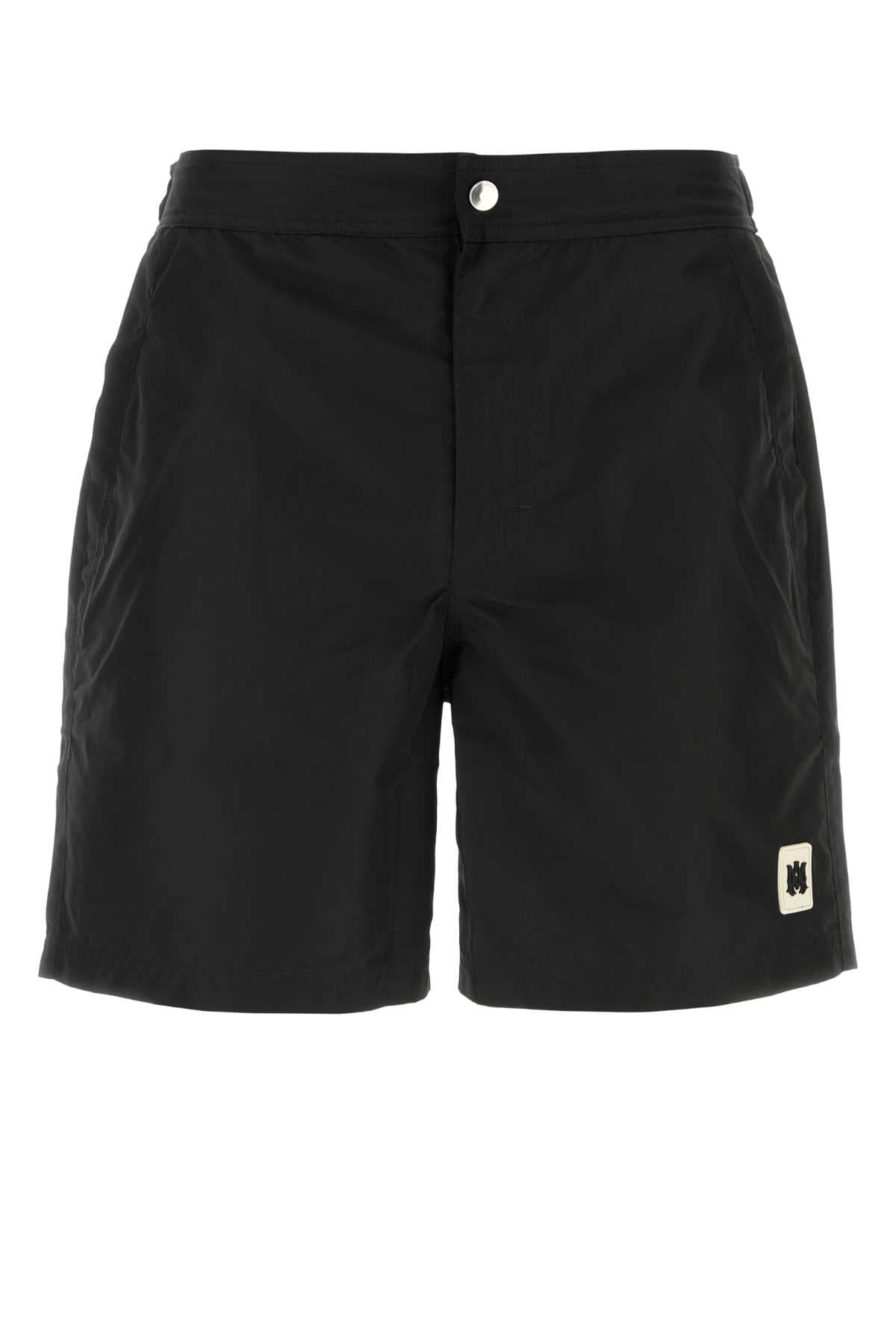 Black polyester swimming shorts
