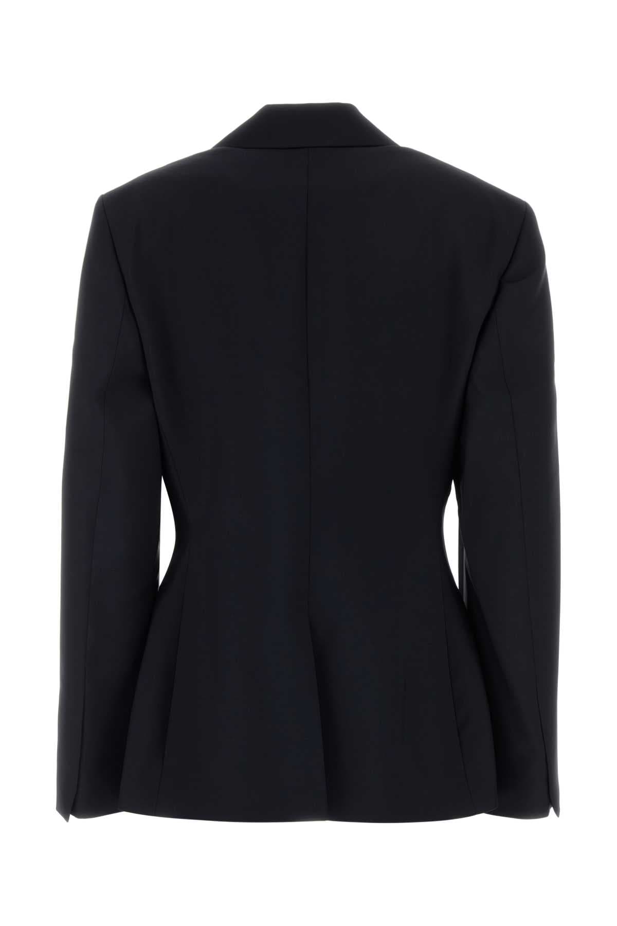 Navy blue wool blend blazer - мініатюра 2