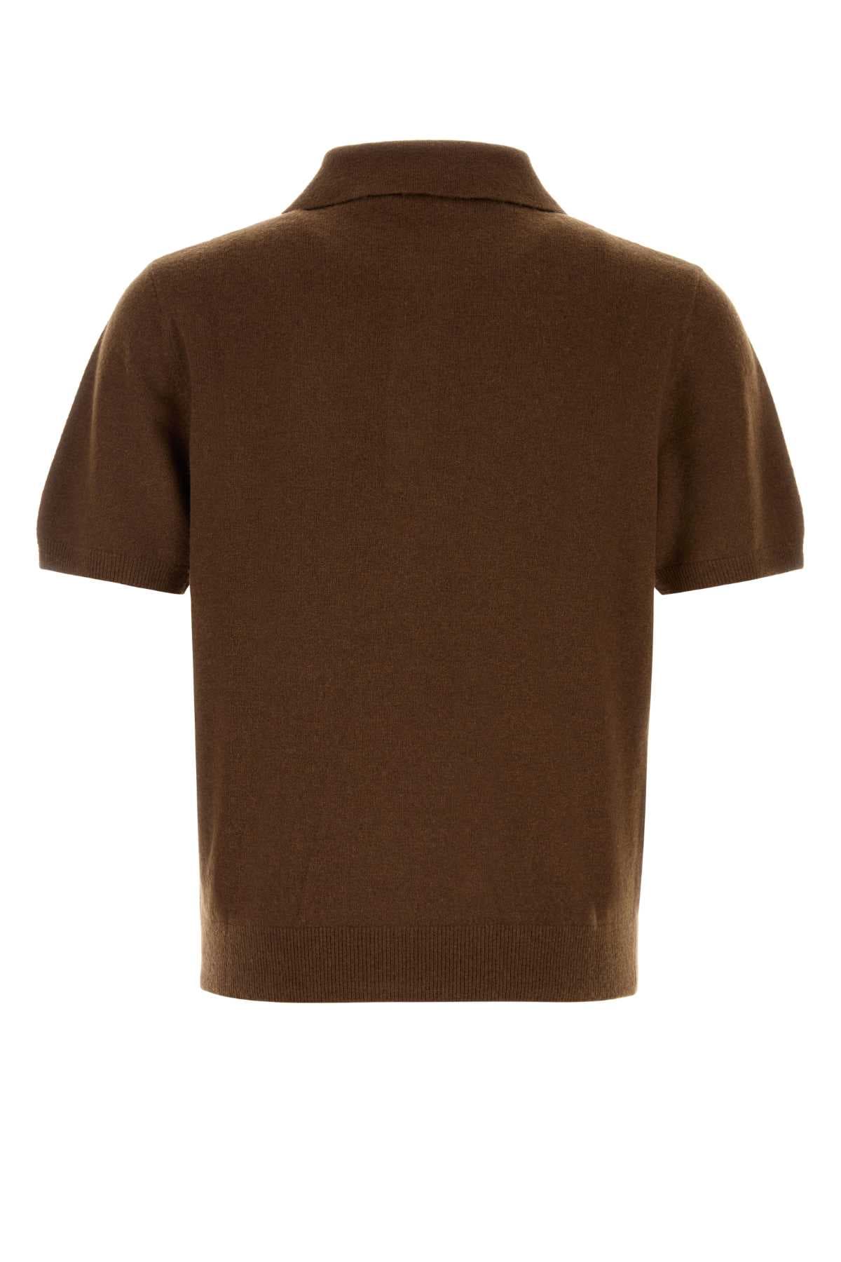 Brown wool blend polo shirt - мініатюра 2