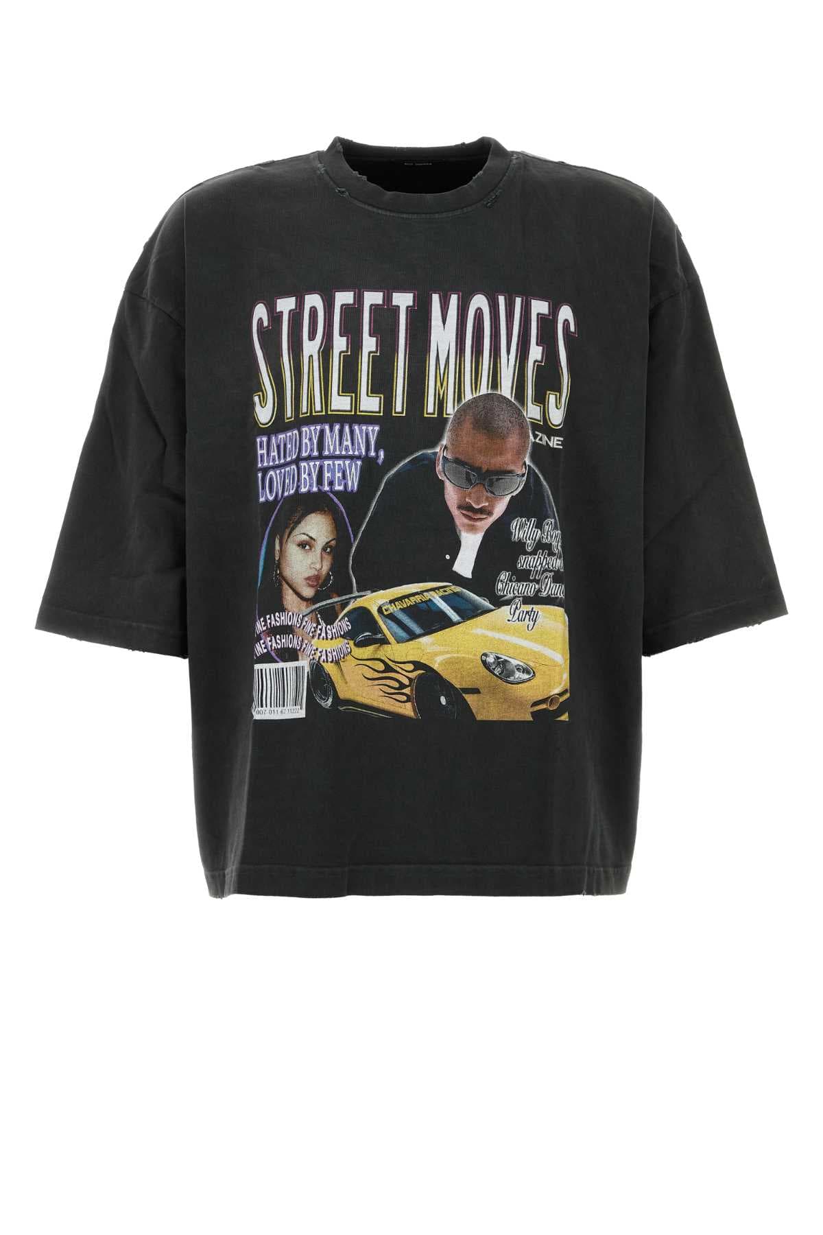 Black cotton oversize Street Moves t-shirt