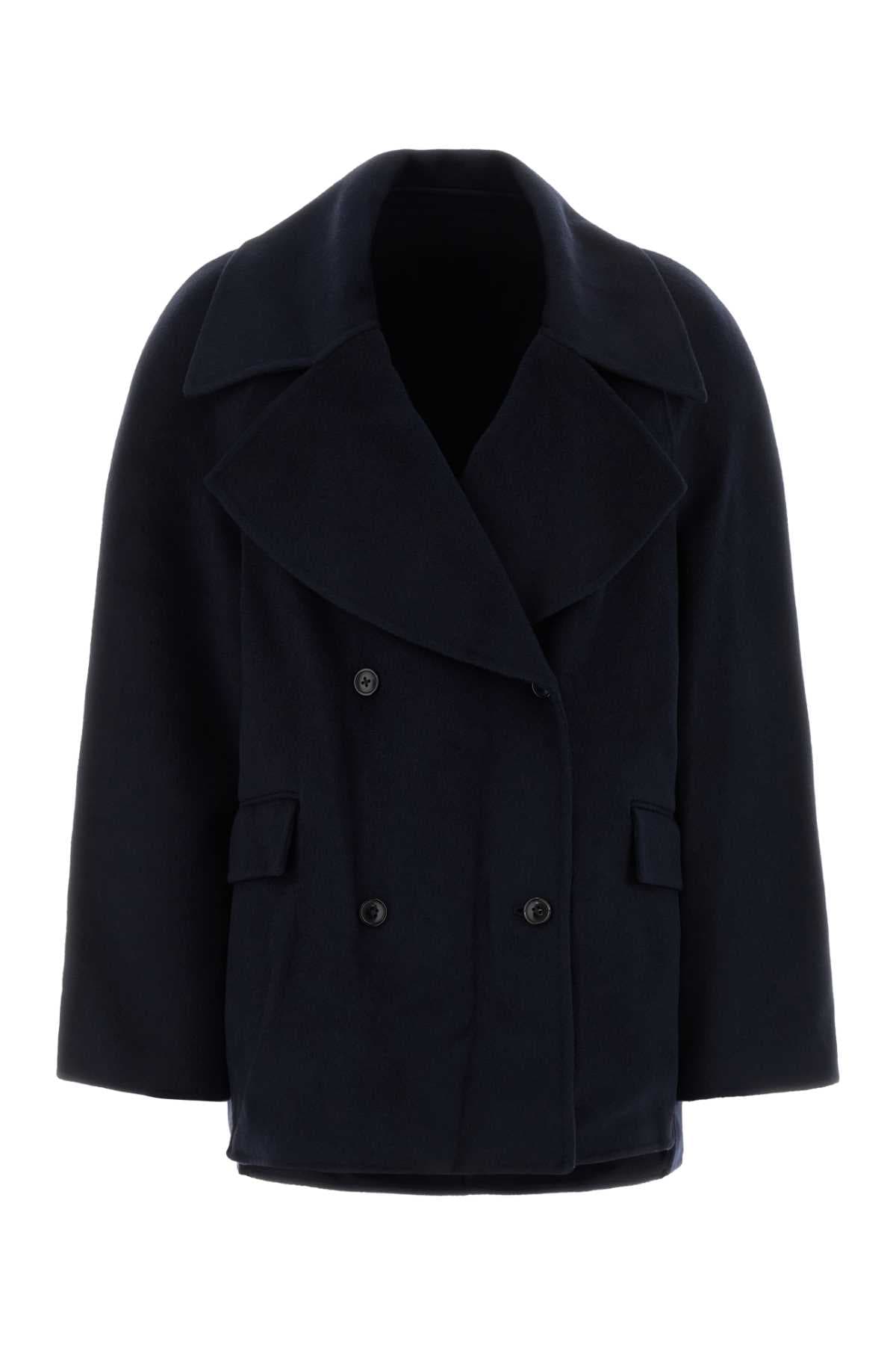 Navy blue wool blend Neil coat