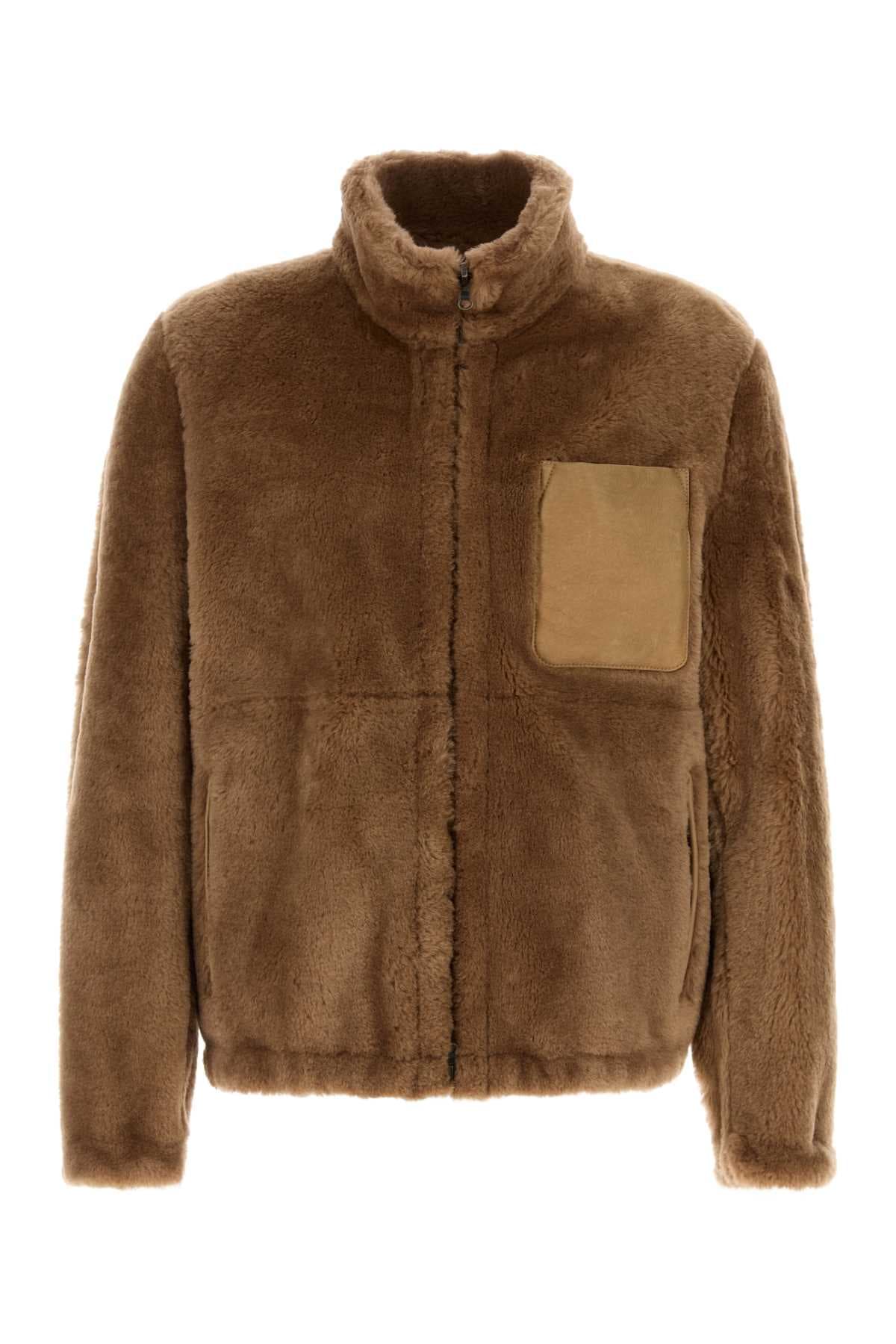 Camel shearling reversible jacket