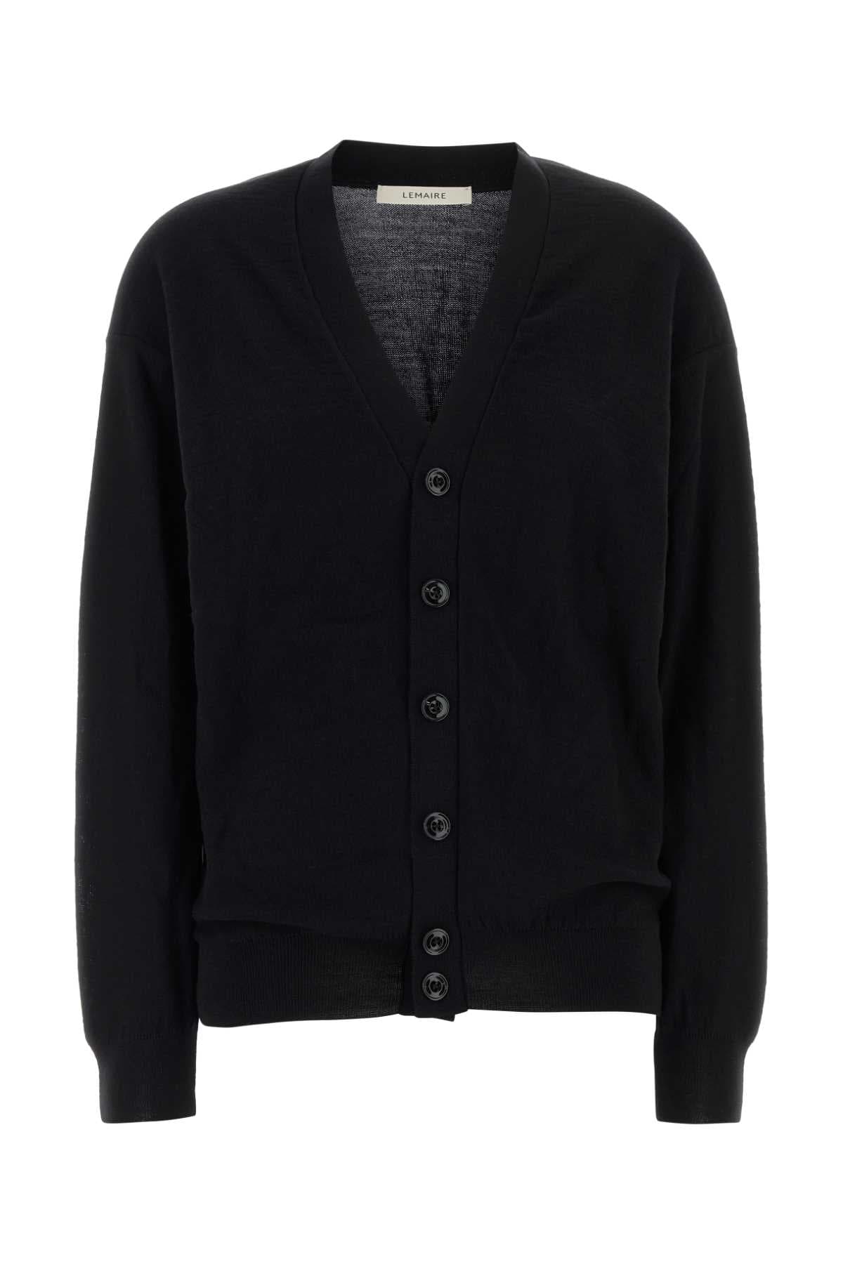 Black wool blend cardigan