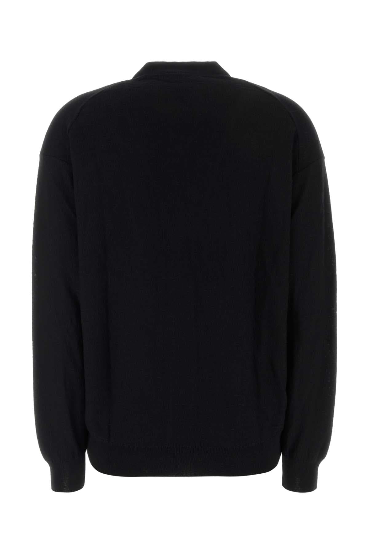 Black wool blend cardigan - мініатюра 2