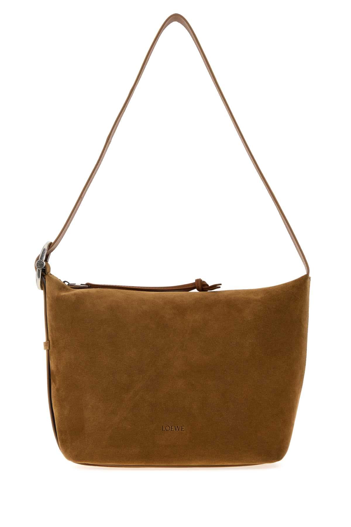 Brown suede Loop crossbody bag