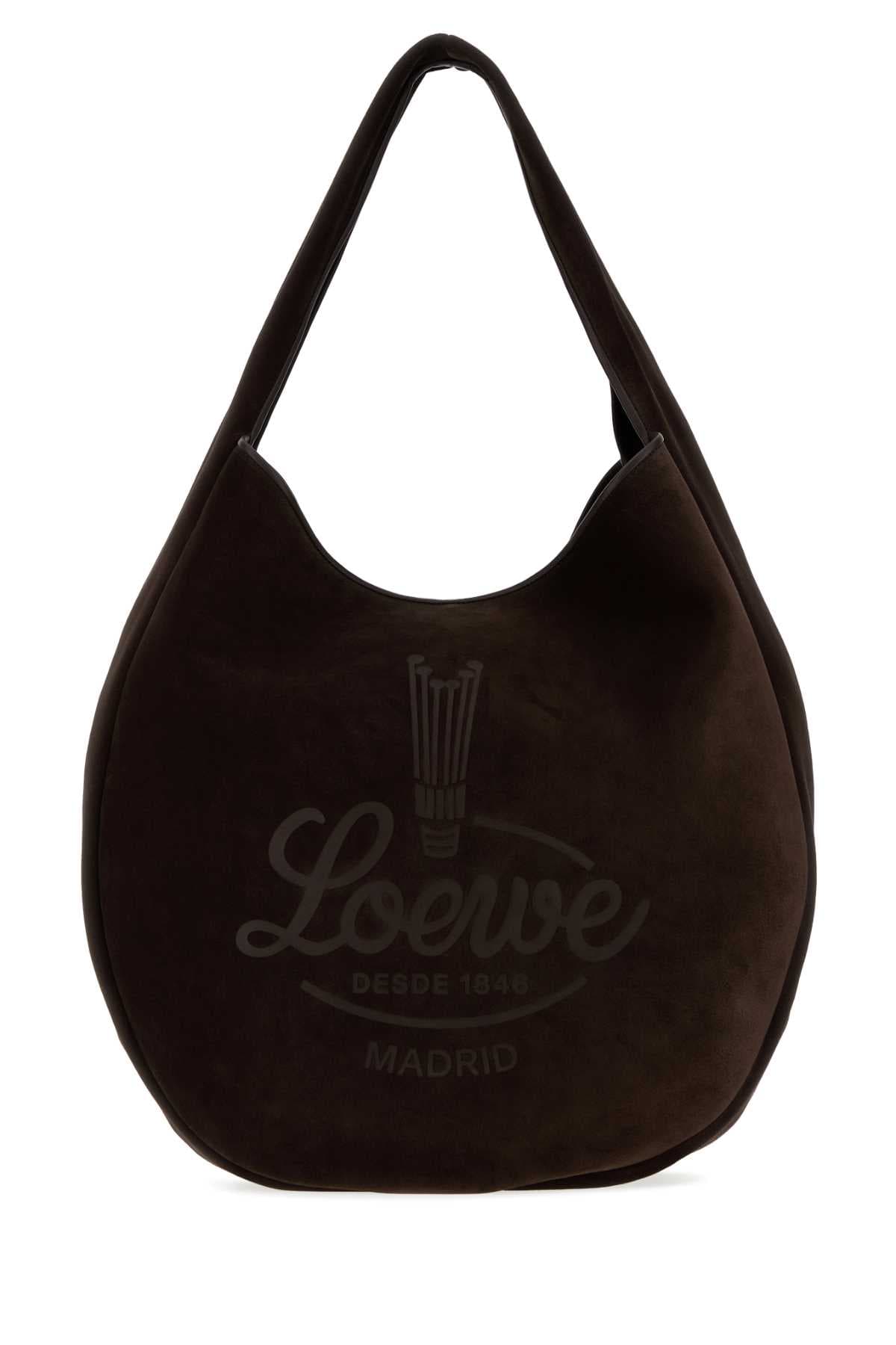 Dark brown suede Roomy shopping bag