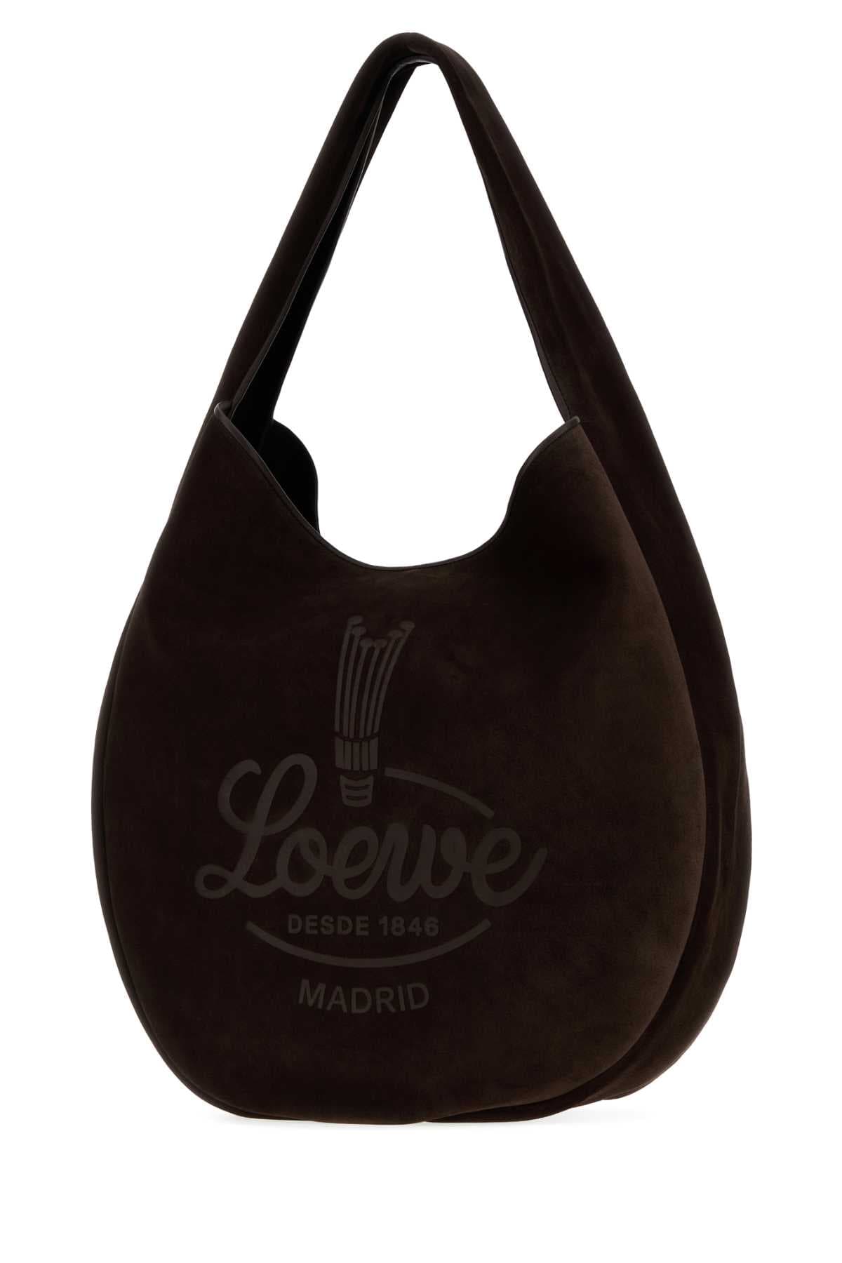 Dark brown suede Roomy shopping bag - мініатюра 2