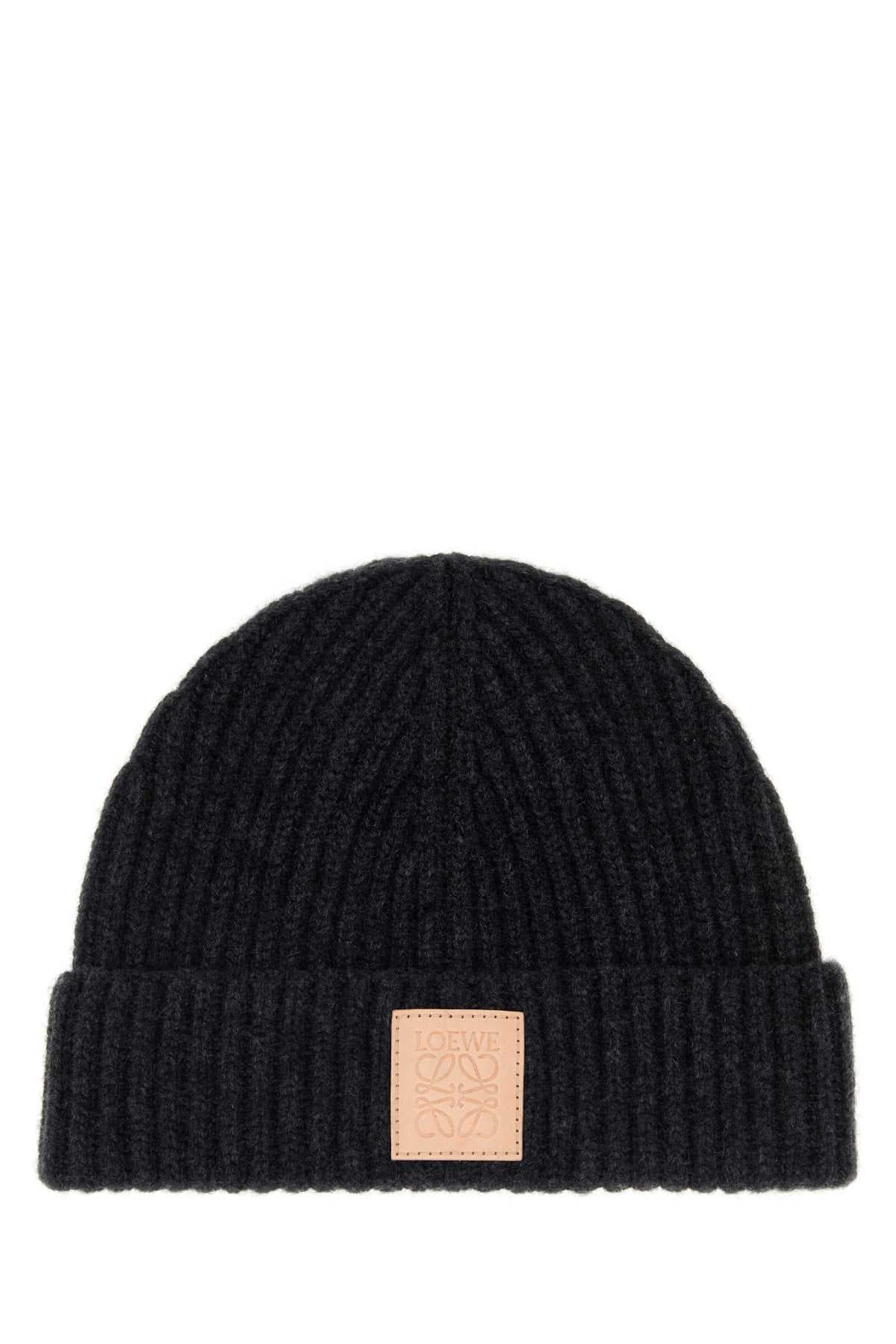 Black cashmere beanie hat