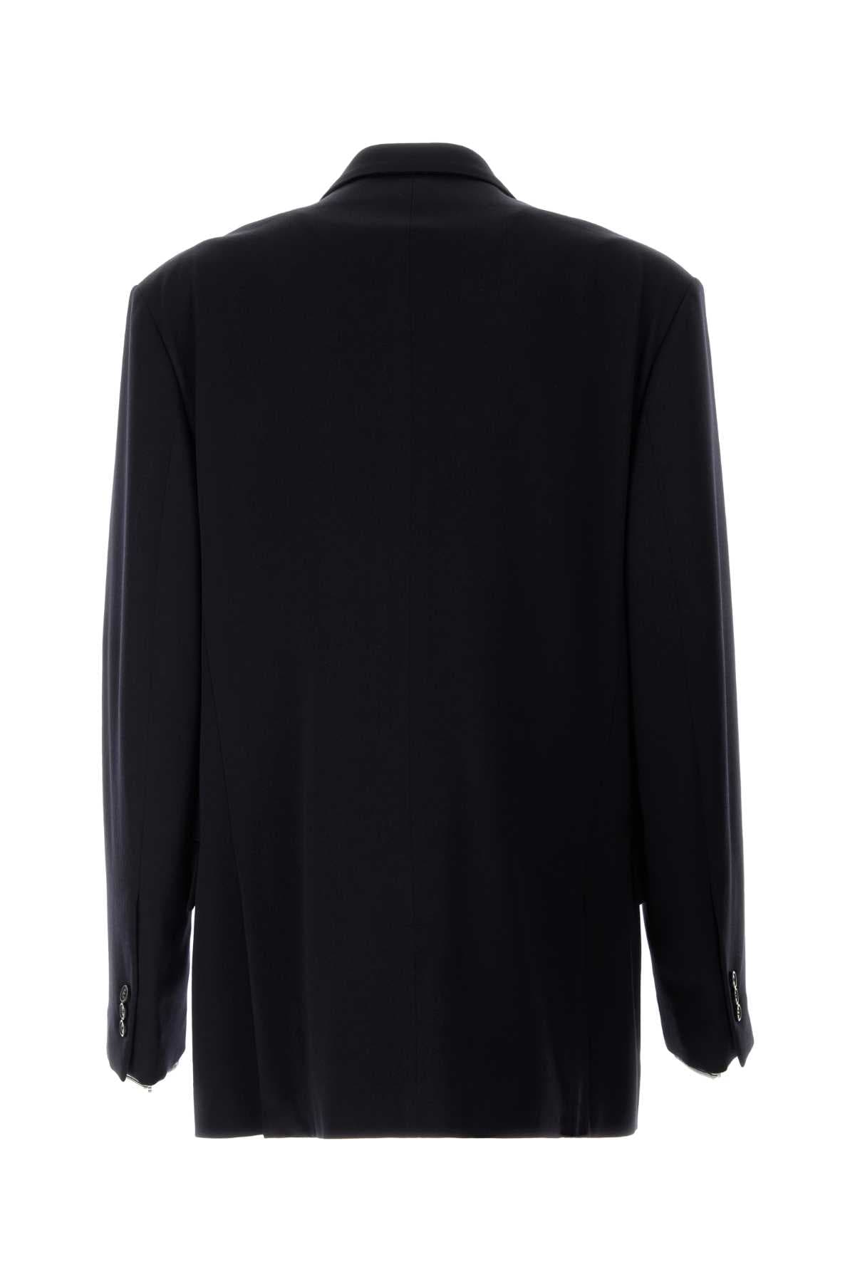 Navy blue wool blend blazer - мініатюра 2