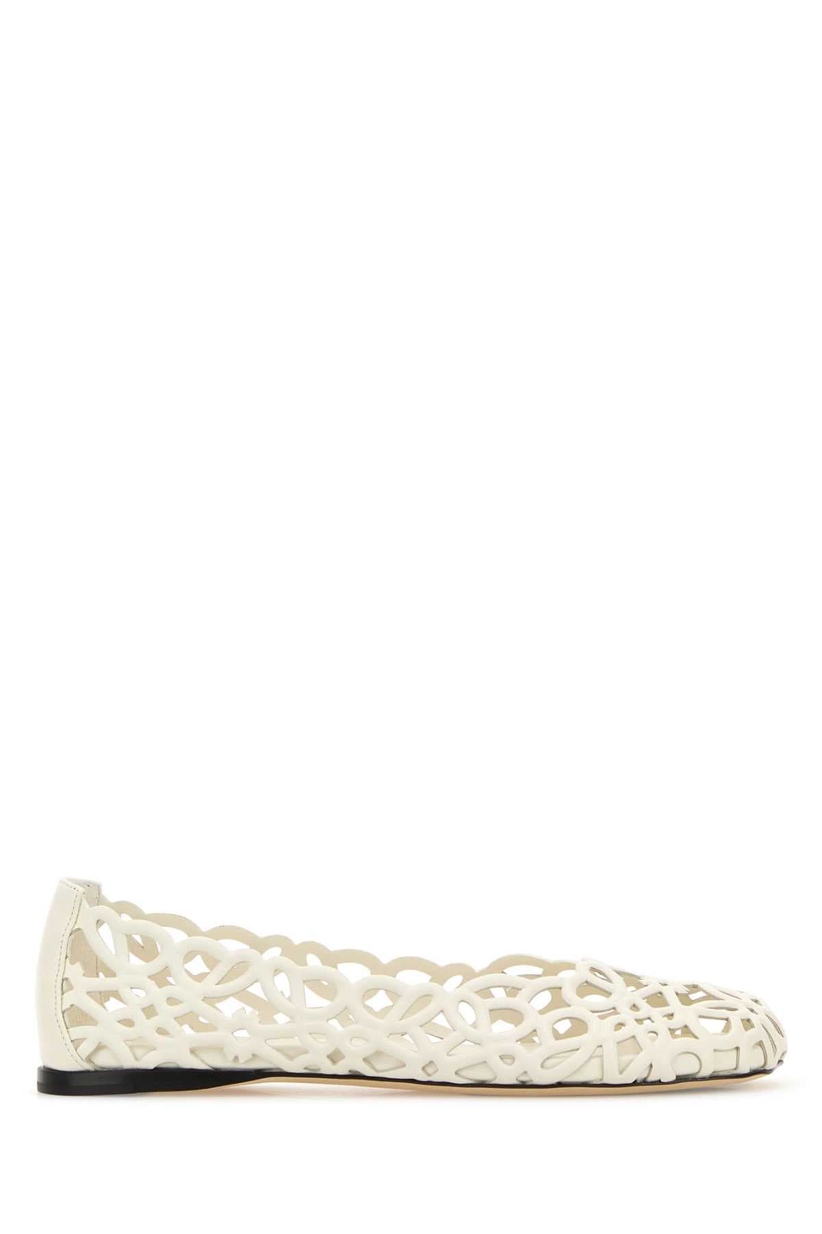 White leather Petal Anagram ballerinas