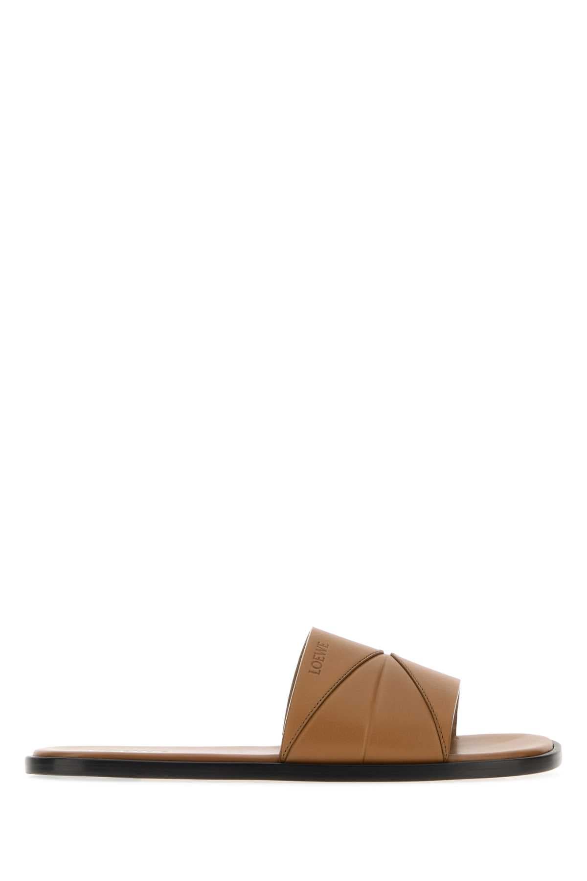 Camel leather slippers