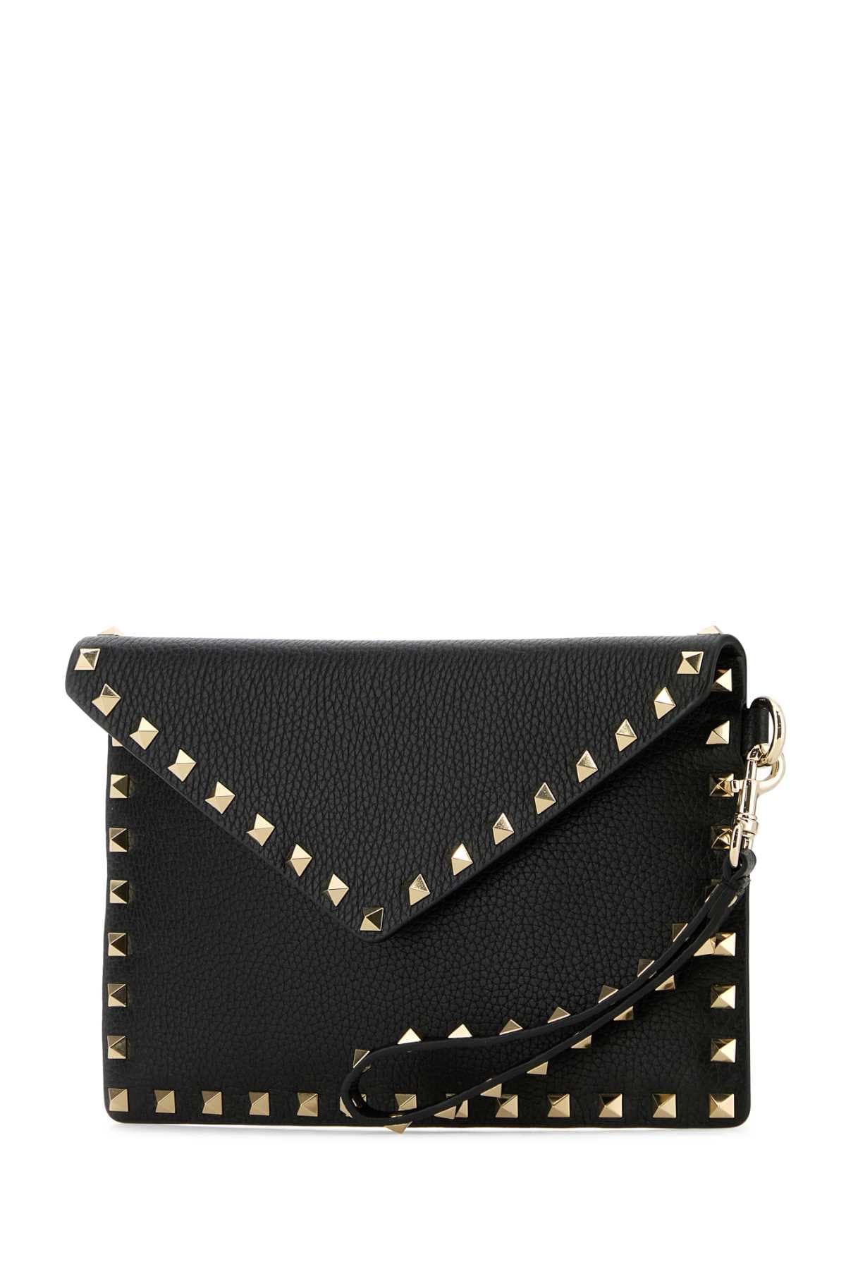 Black leather Rockstud clutch - мініатюра 2