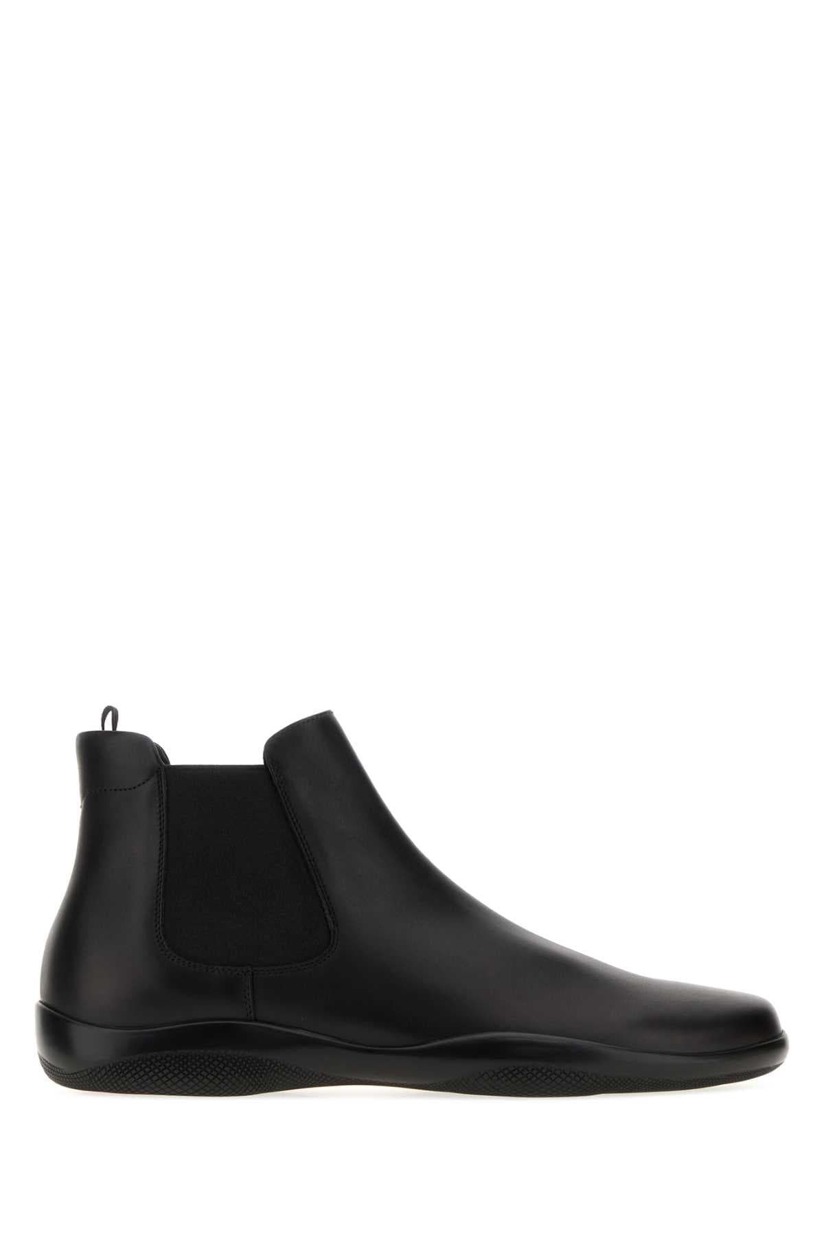 Black leather ankle boots