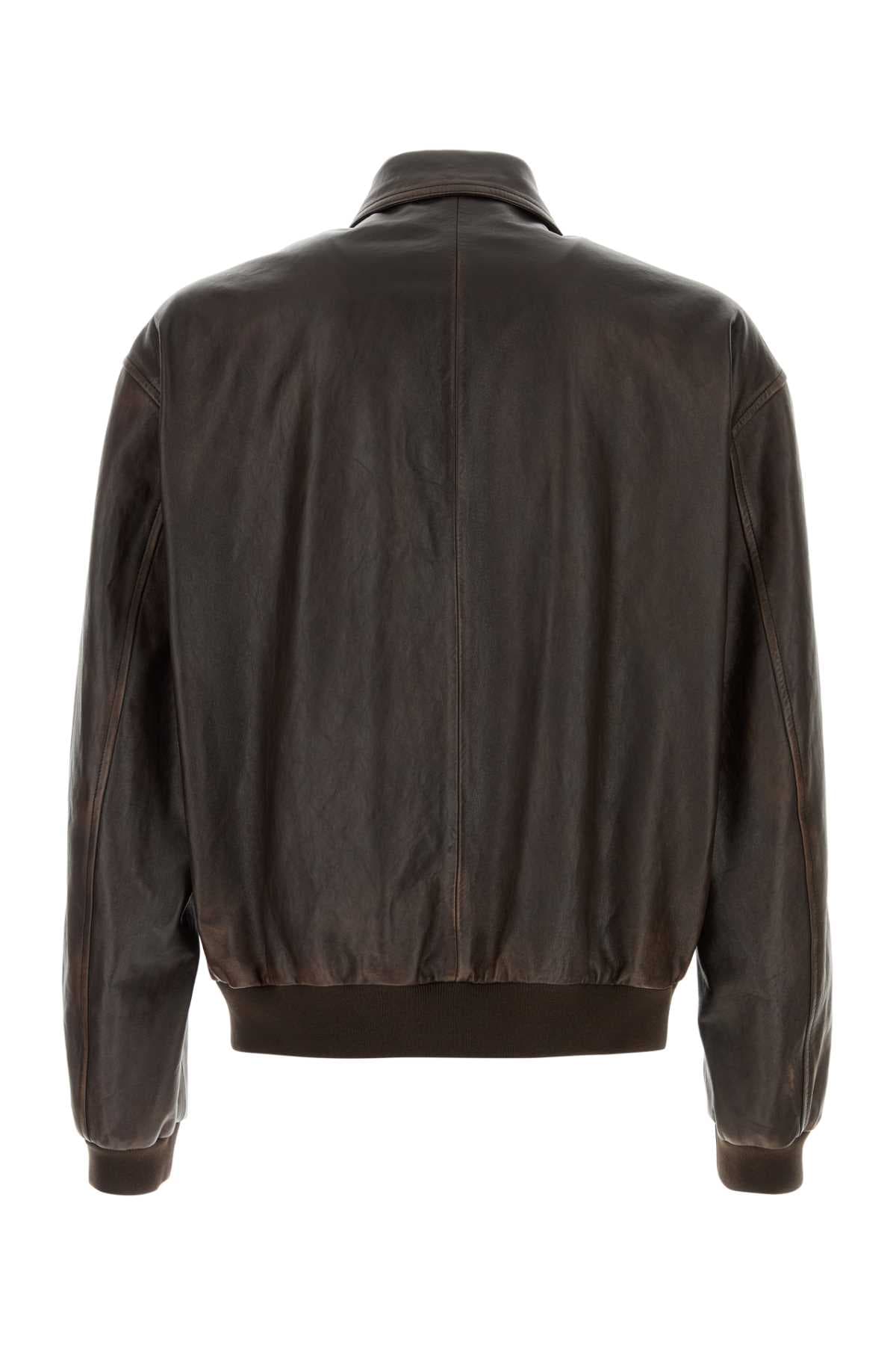 Brown leather jacket - мініатюра 2