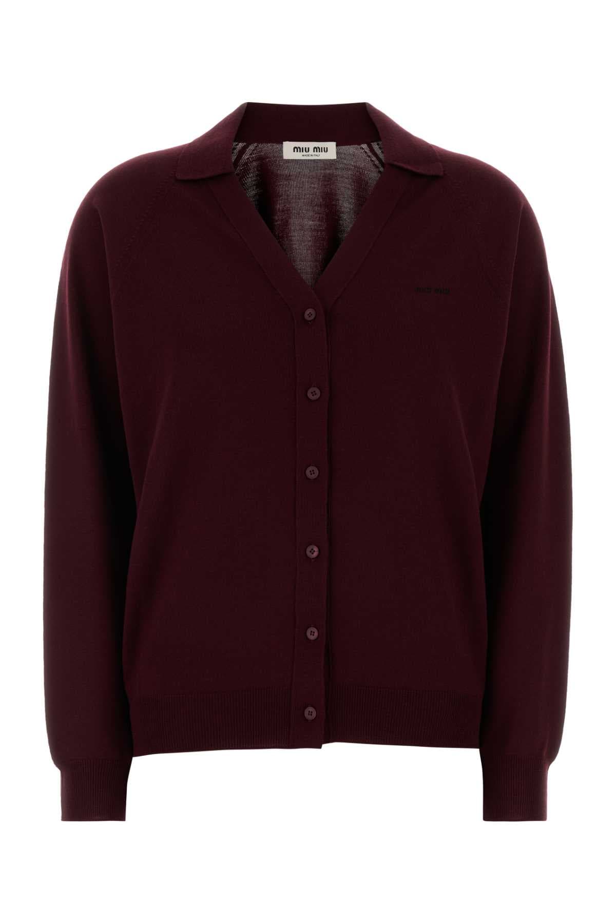 Burgundy wool cardigan
