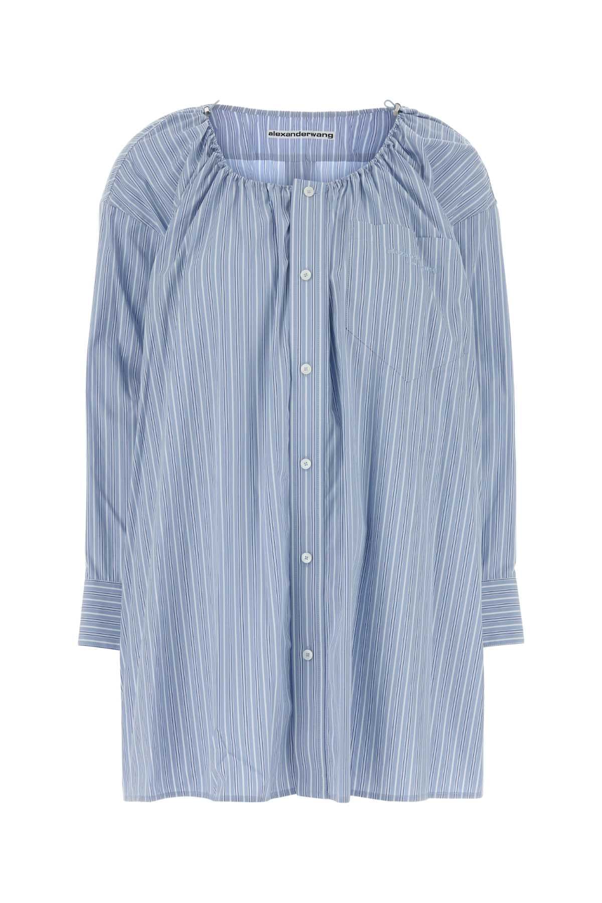 Embroidered poplin shirt dress