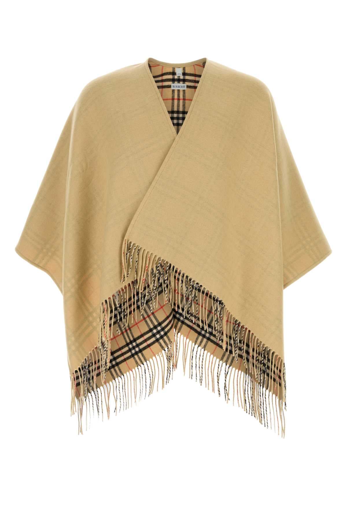Beige wool reversibile cape