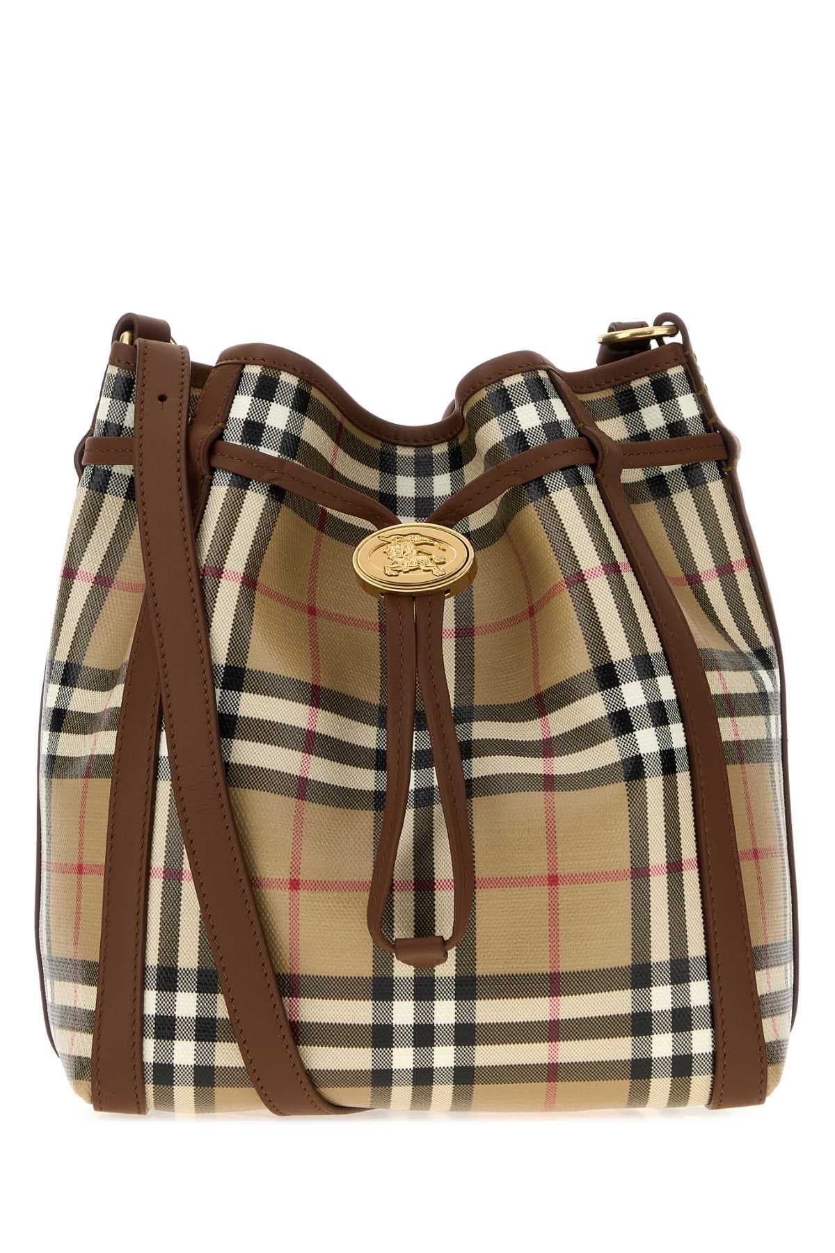 Printed canvas bucket bag