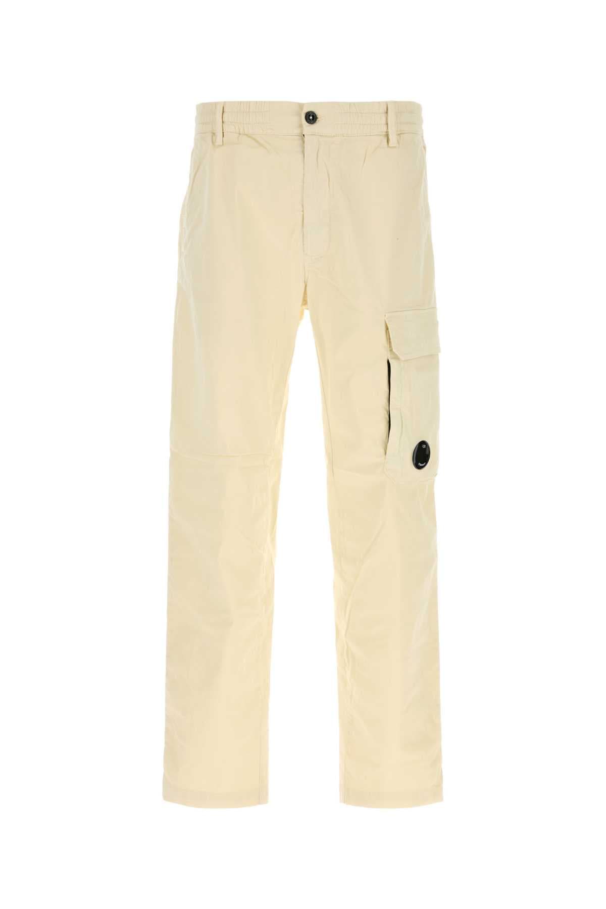 Cream stretch cotton cargo pant
