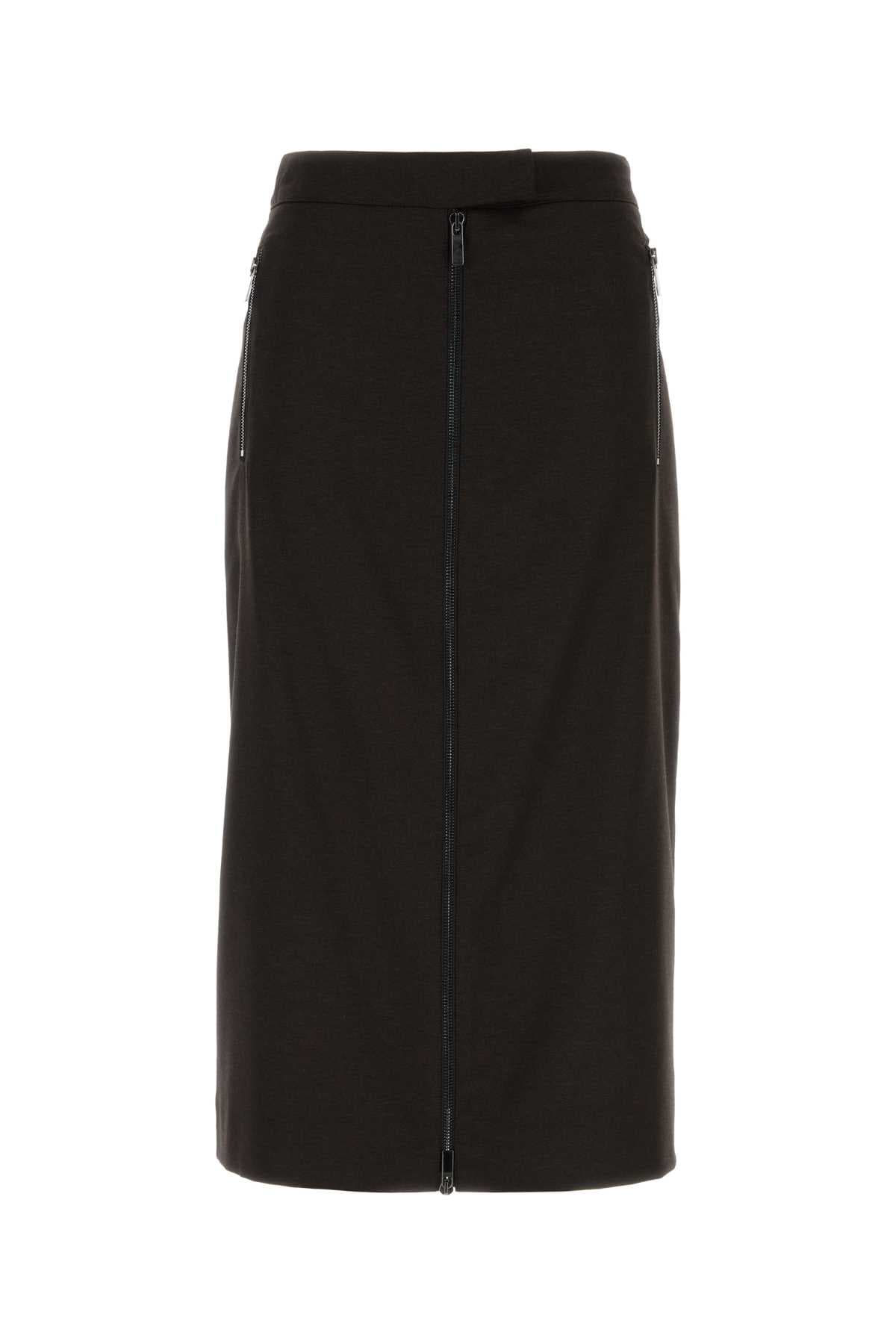 Dark brown stretch flannel skirt