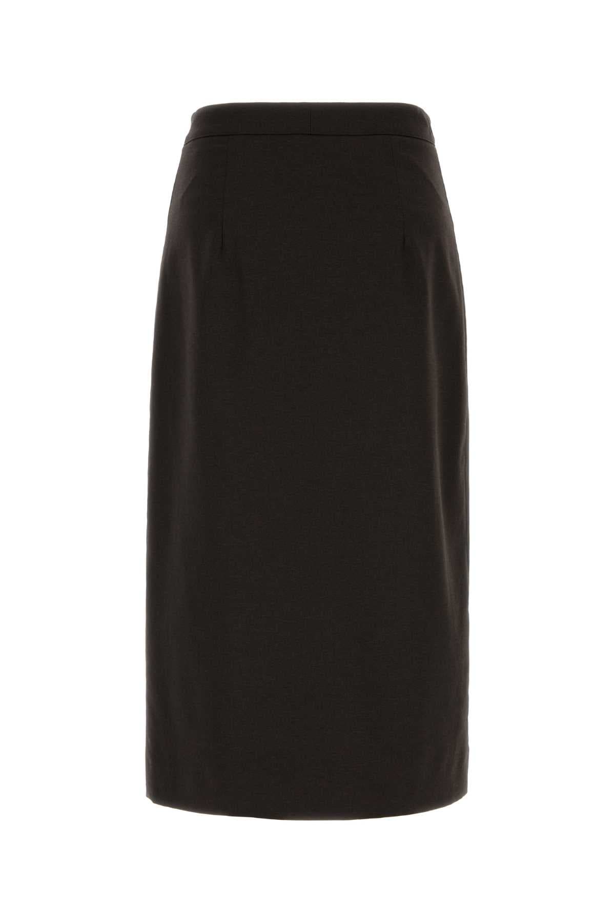 Dark brown stretch flannel skirt - мініатюра 2