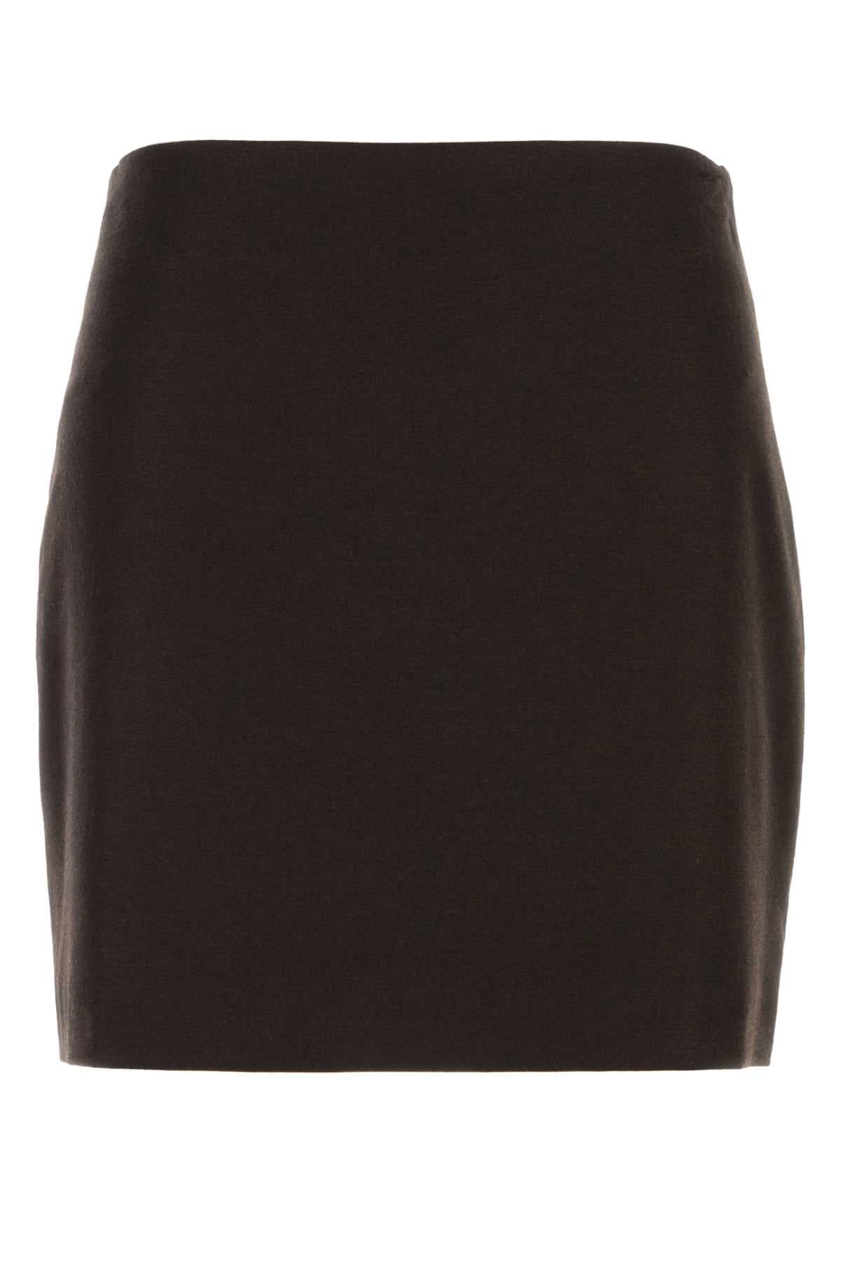 Dark brown stretch flannel mini skirt