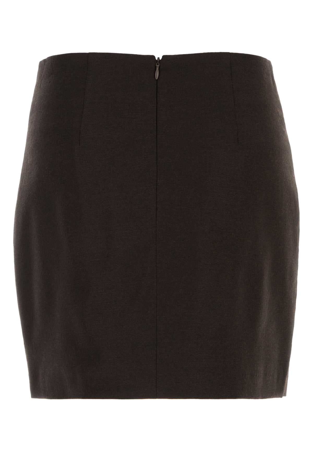 Dark brown stretch flannel mini skirt - мініатюра 2