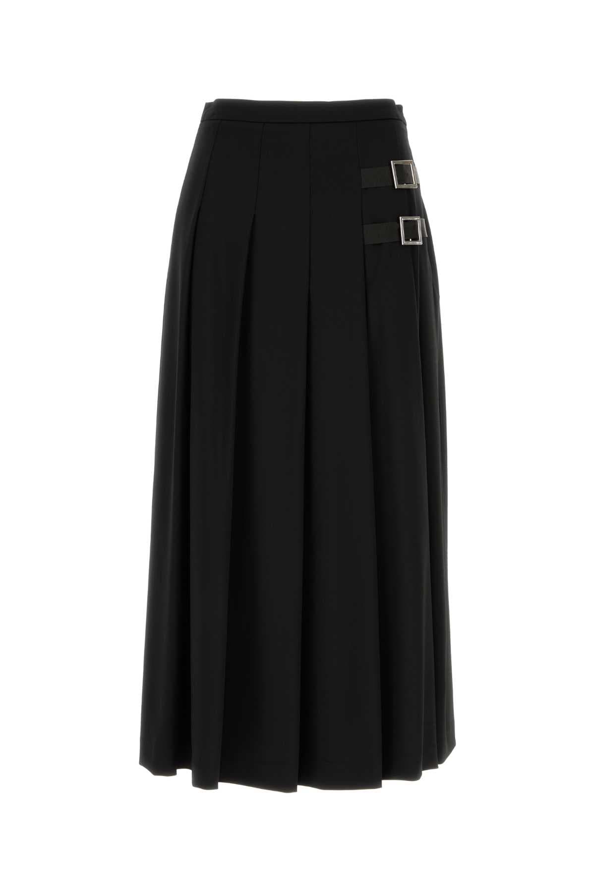 Black stretch wool blend skirt
