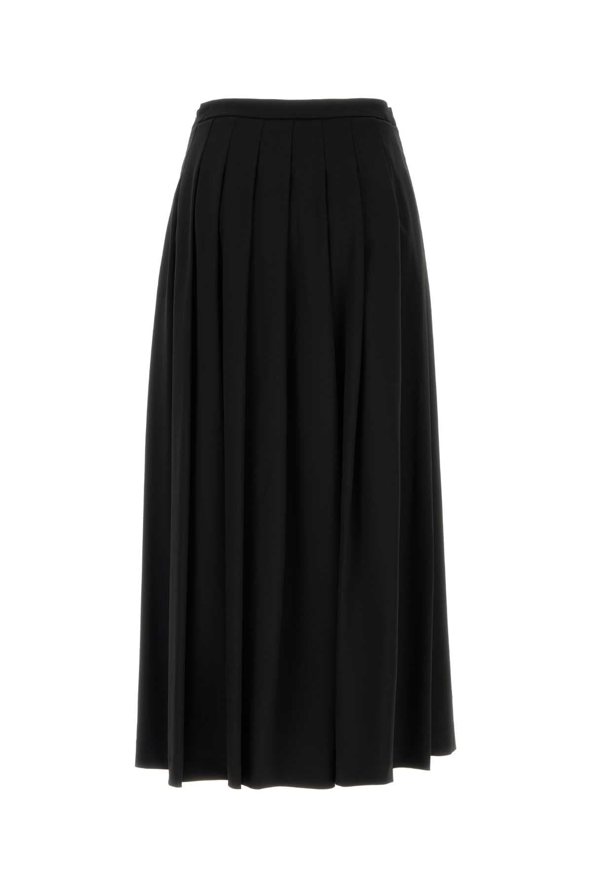 Black stretch wool blend skirt - мініатюра 2