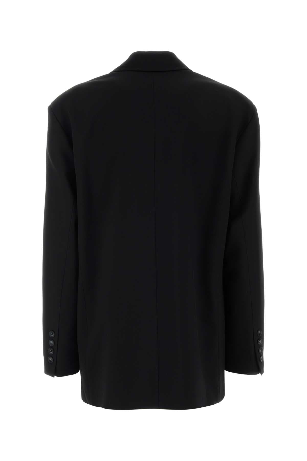 Black stretch wool blend blazer - мініатюра 2