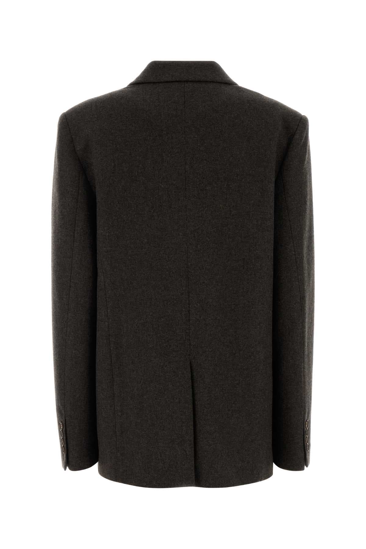 Dark brown stretch wool blend blazer - мініатюра 2