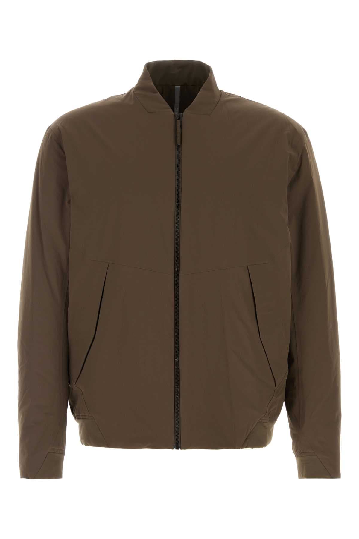 Brown stretch nylon Diode bomber jacket
