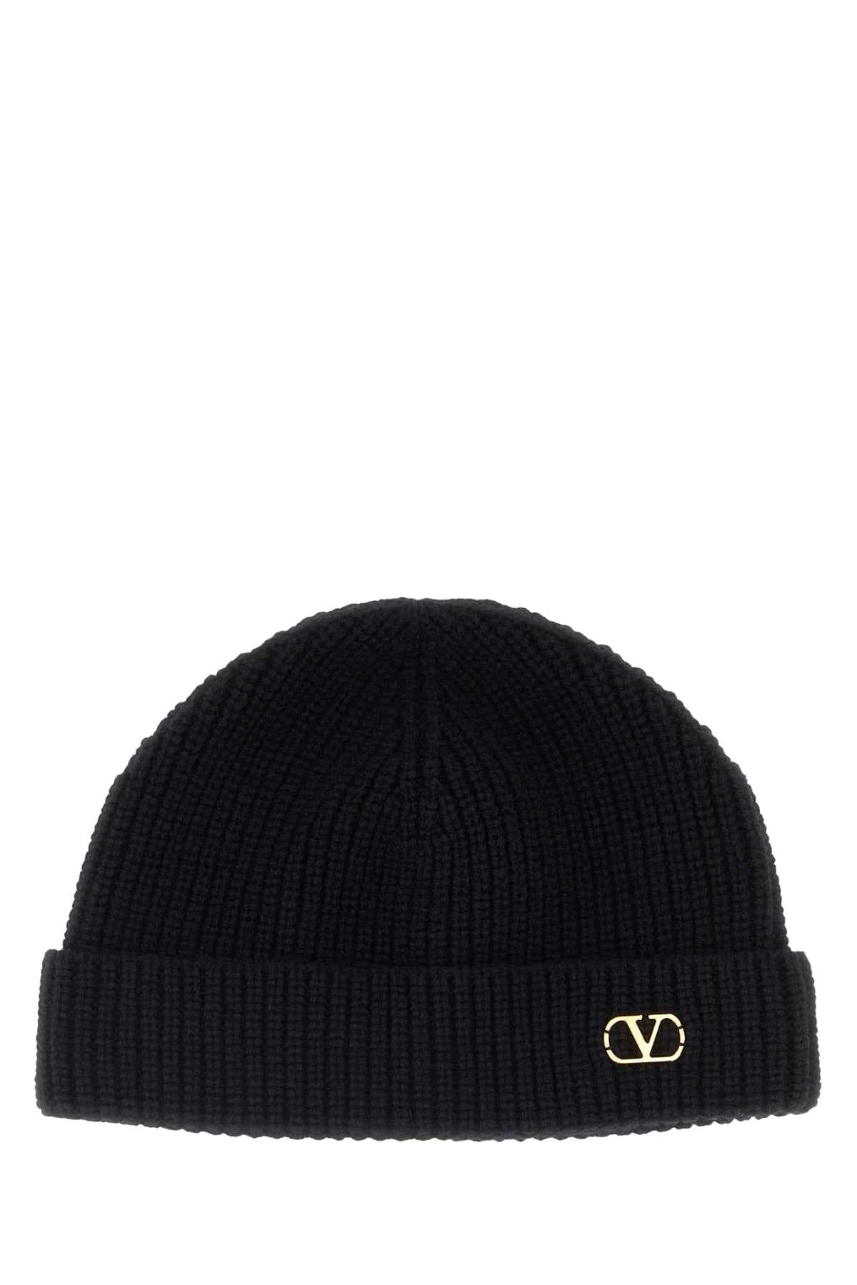 Black cashmere beanie hat