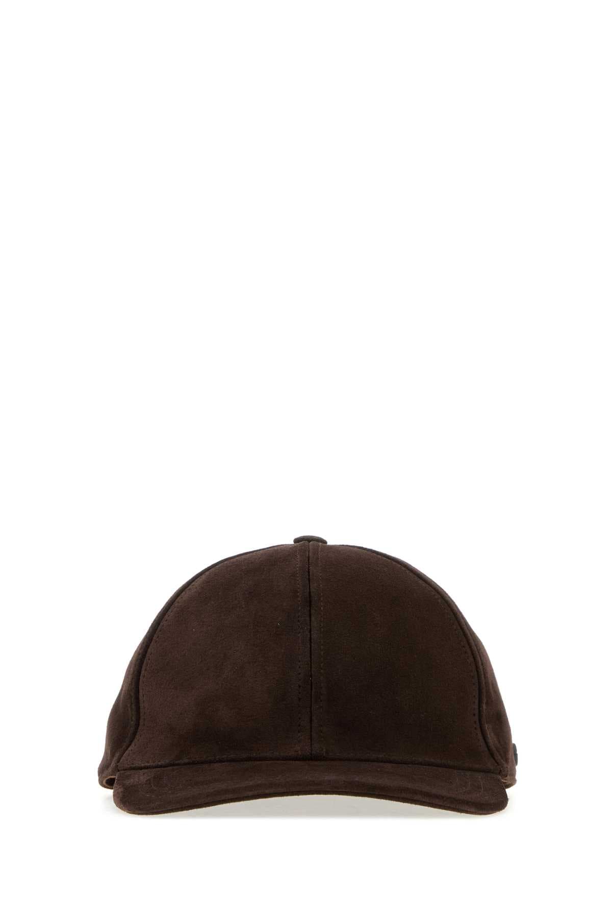 Brown suede baseball cap