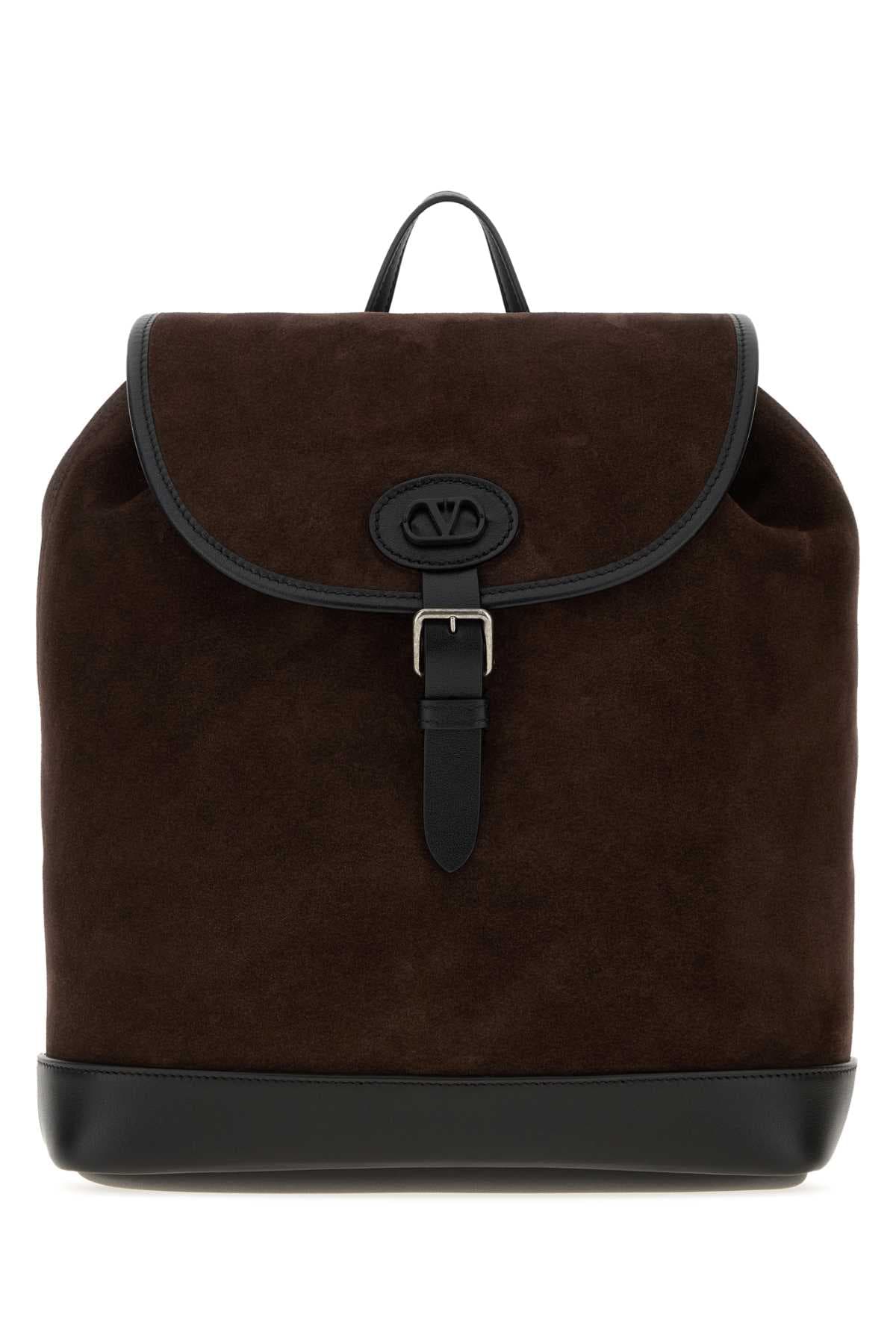Dark brown suede VLogo Signature backpack