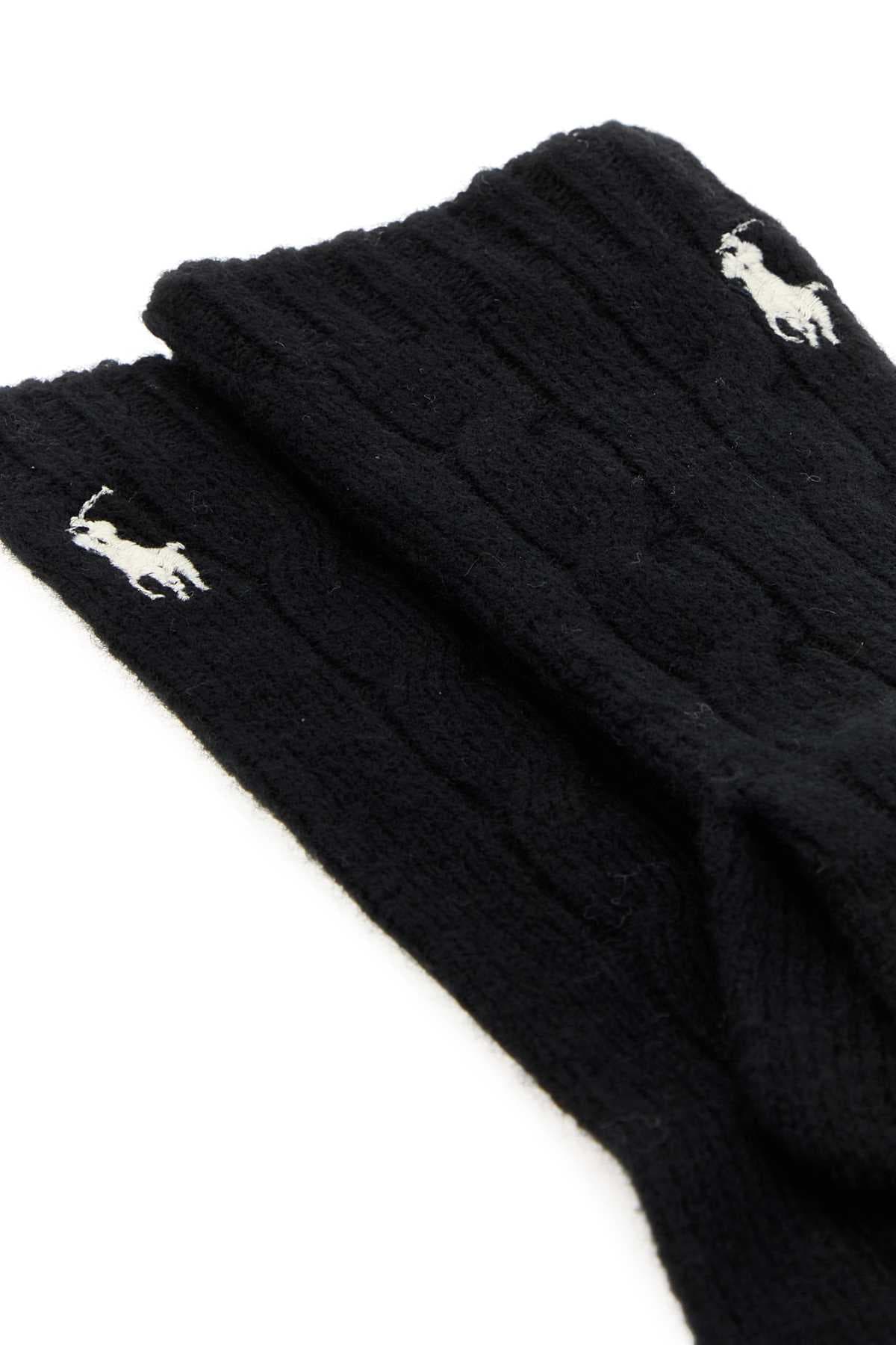 Black wool blend gloves - мініатюра 2