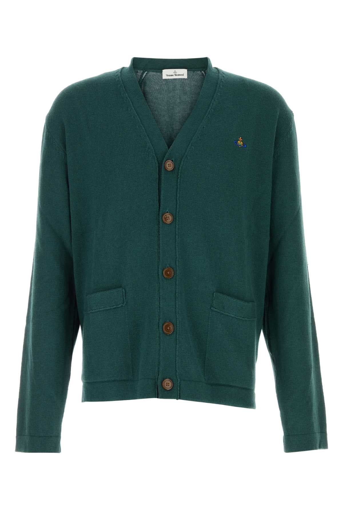 Dark green cotton blend Alex cardigan