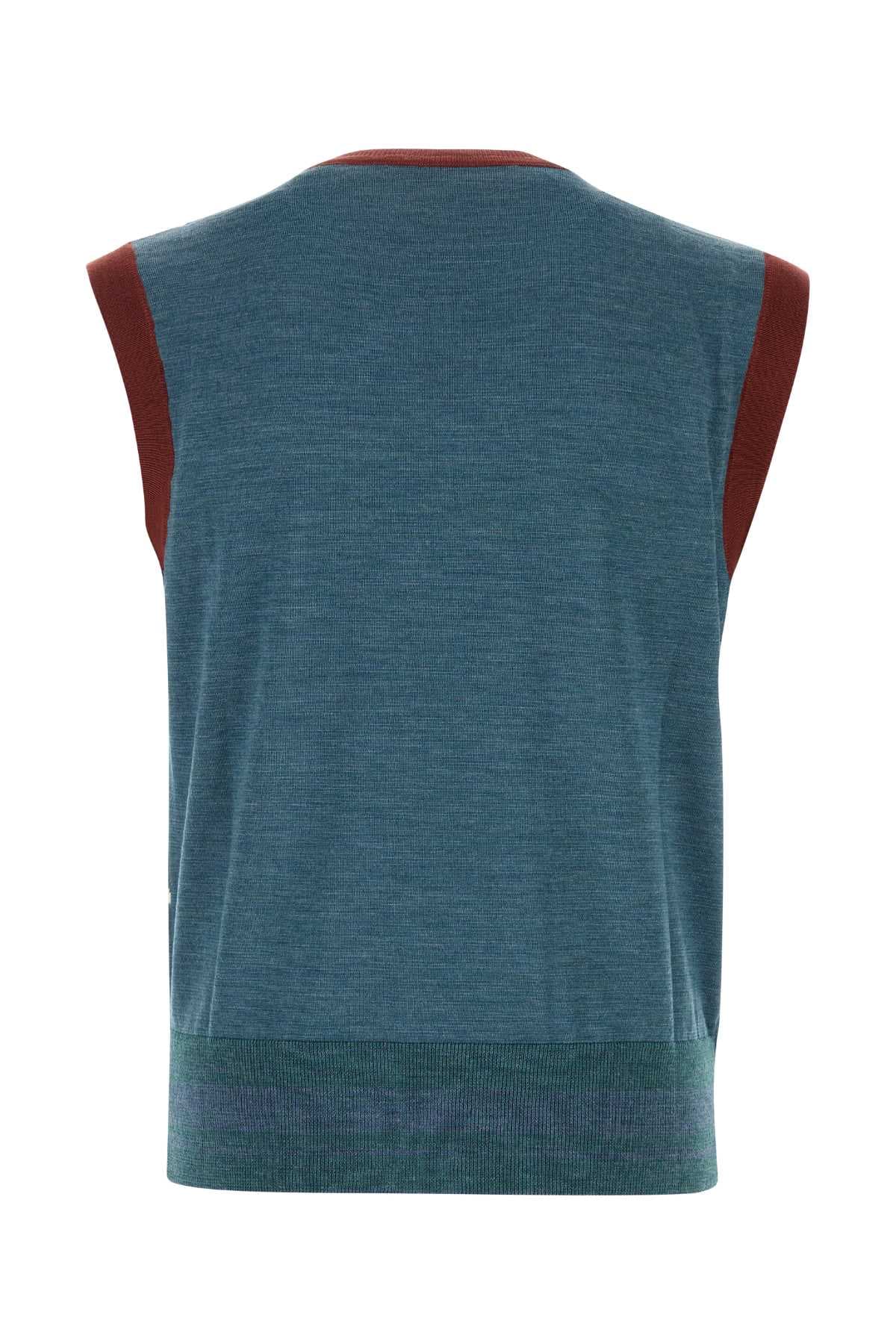 Embroidered wool blend Argyle vest - мініатюра 2